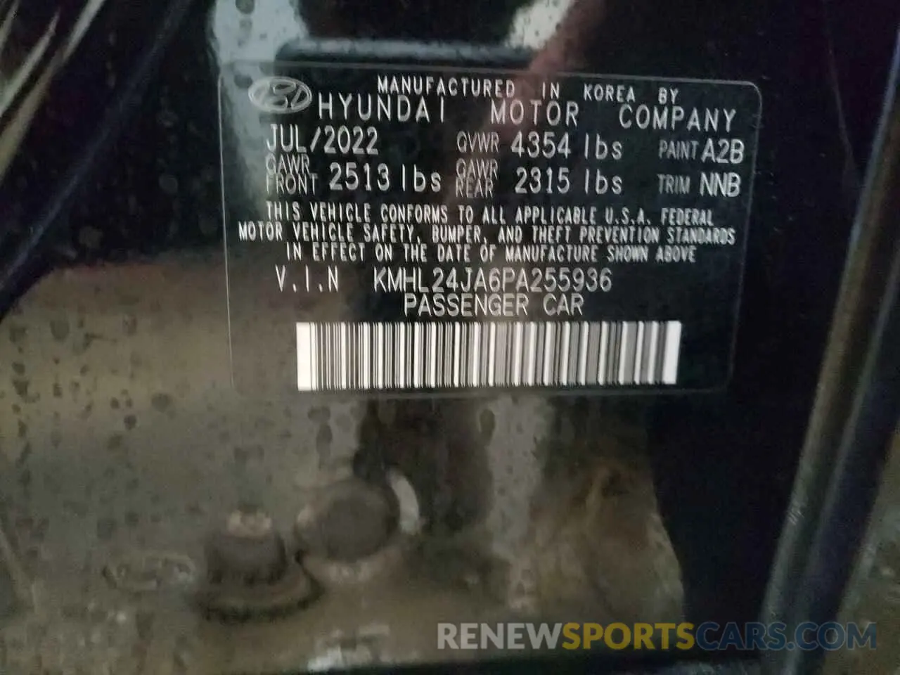 13 Photograph of a damaged car KMHL24JA6PA255936 HYUNDAI SONATA 2023