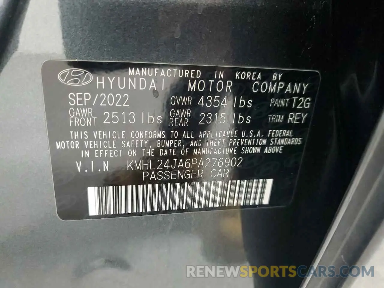 12 Photograph of a damaged car KMHL24JA6PA276902 HYUNDAI SONATA 2023