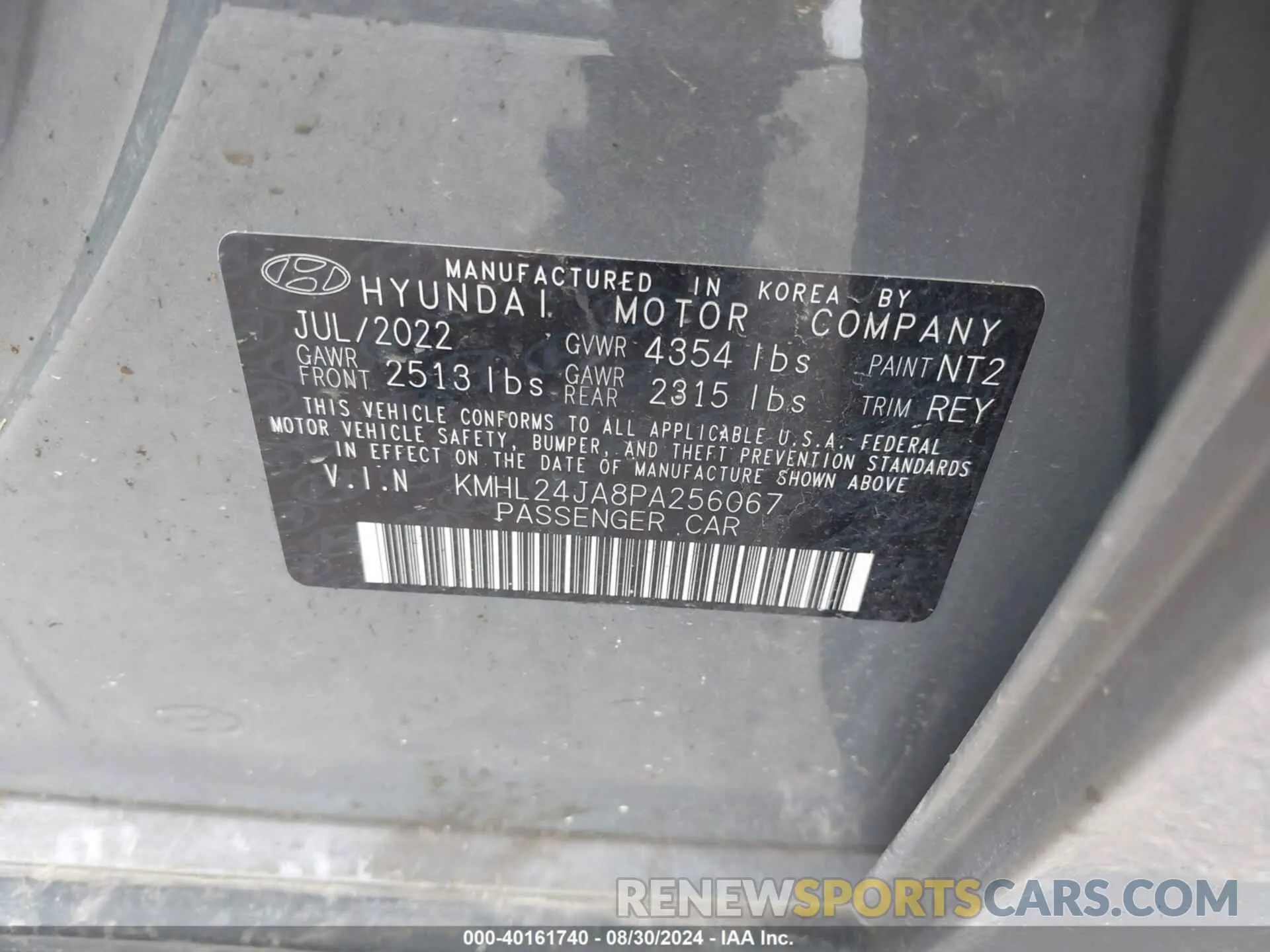 9 Photograph of a damaged car KMHL24JA8PA256067 HYUNDAI SONATA 2023