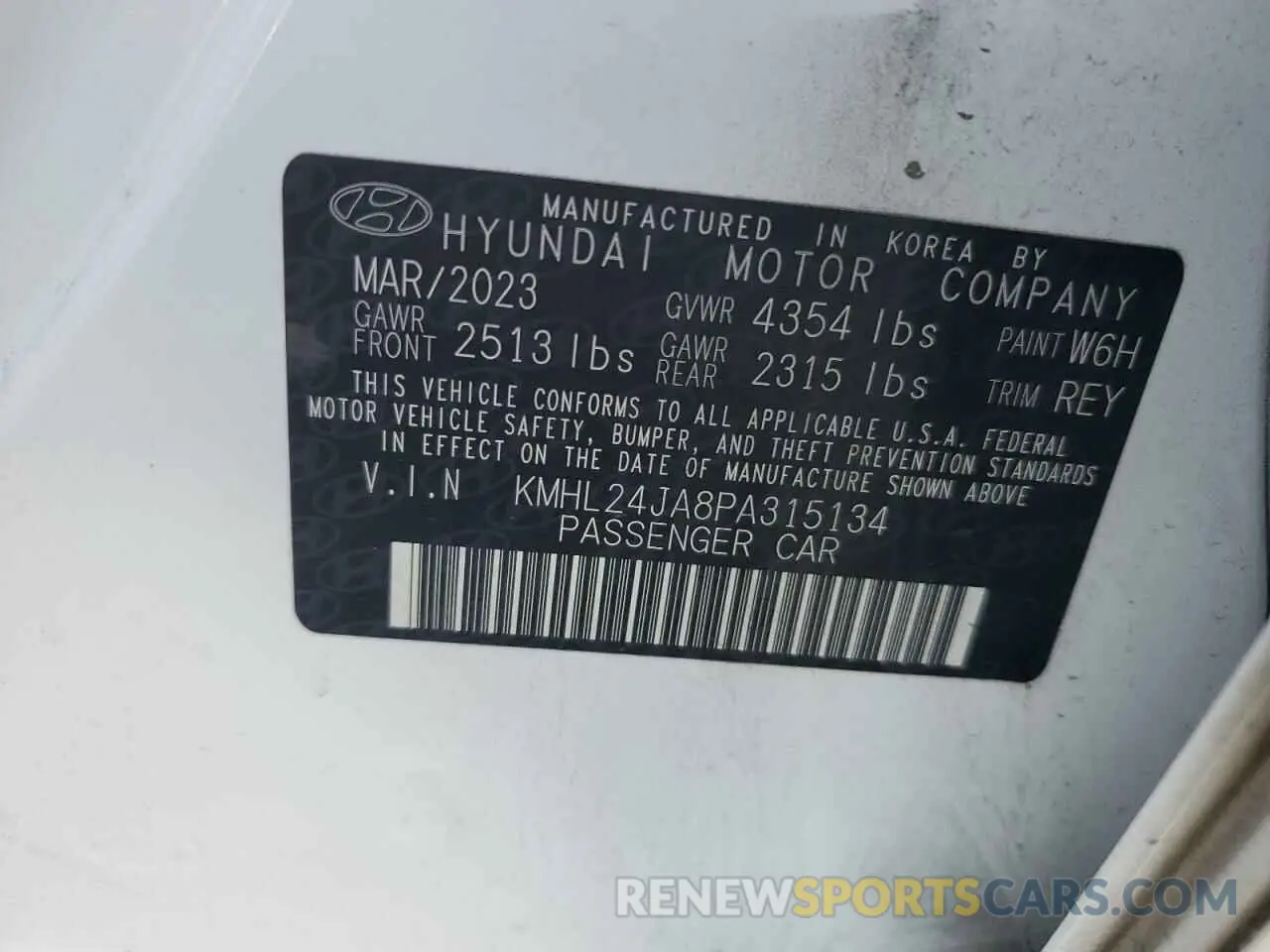 12 Photograph of a damaged car KMHL24JA8PA315134 HYUNDAI SONATA 2023