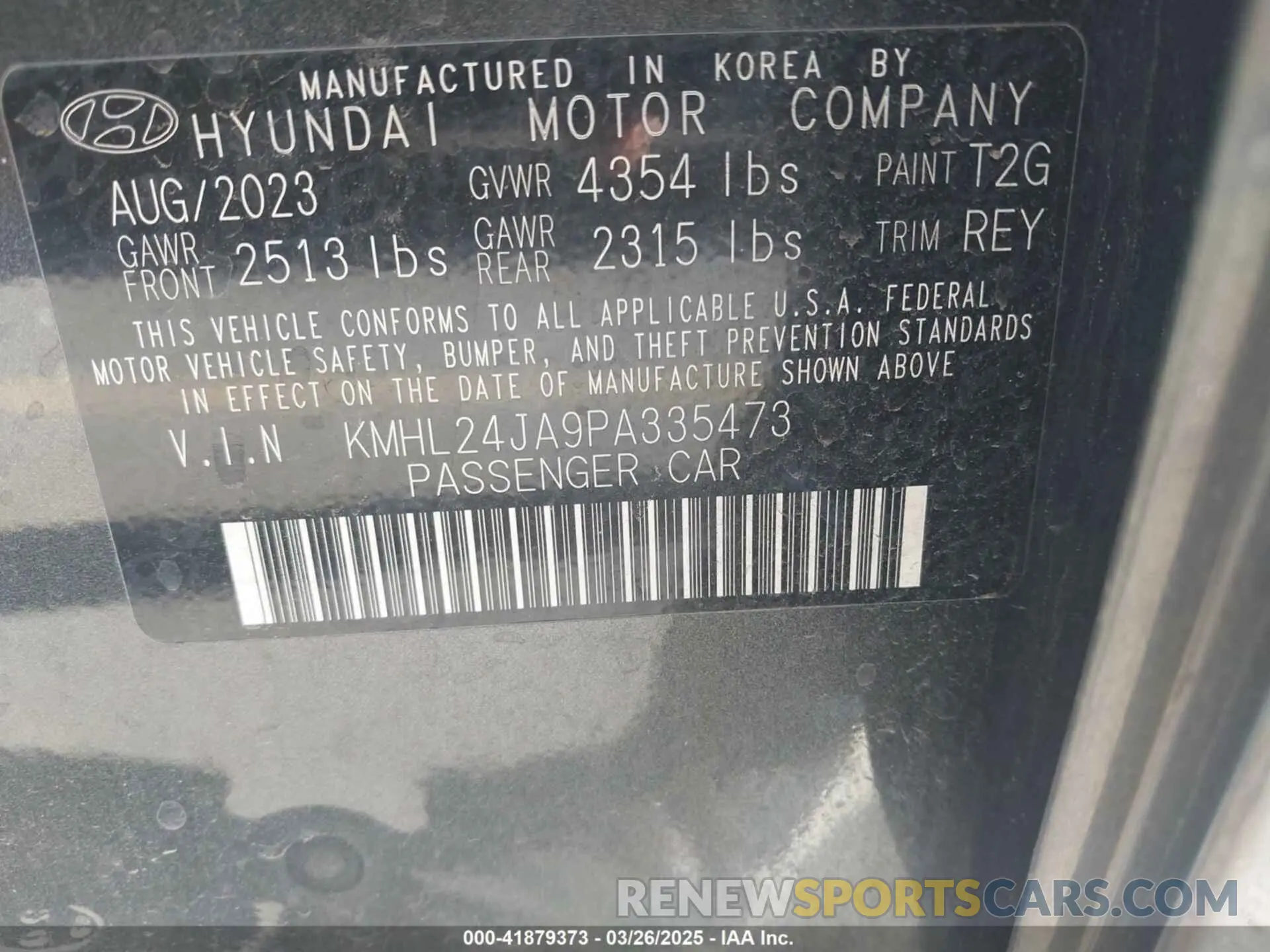 9 Photograph of a damaged car KMHL24JA9PA335473 HYUNDAI SONATA 2023
