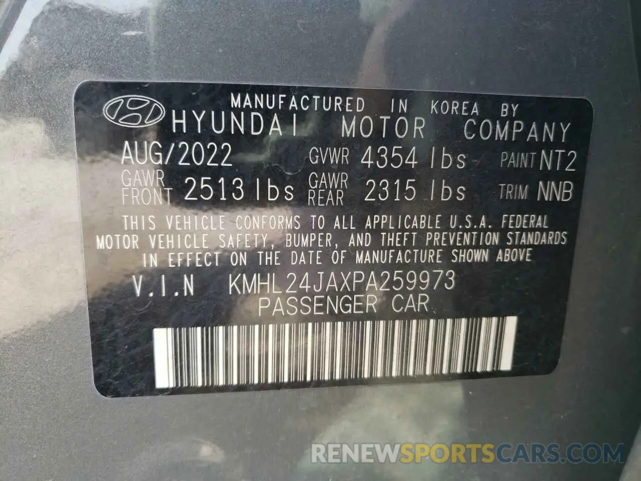 14 Photograph of a damaged car KMHL24JAXPA259973 HYUNDAI SONATA 2023