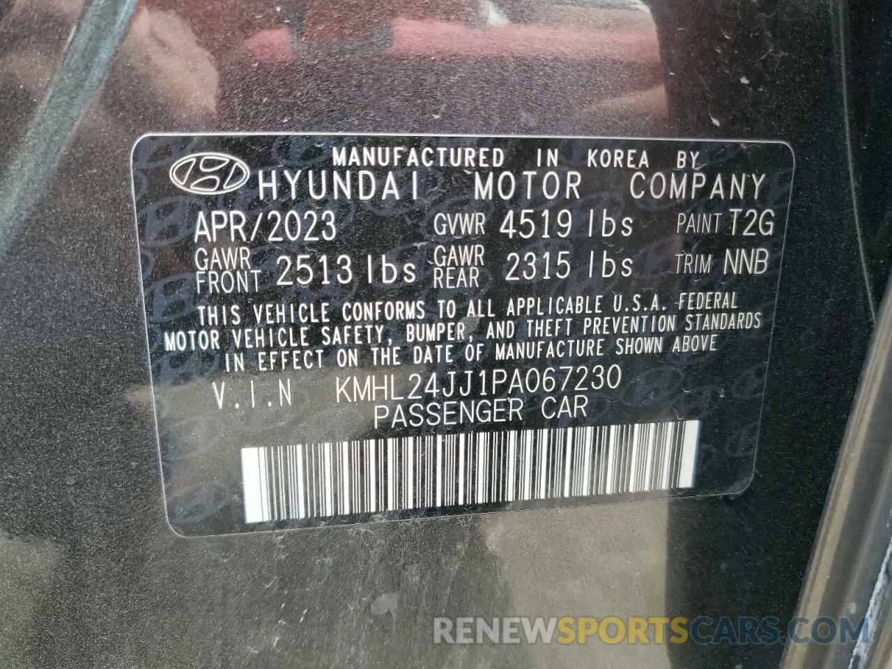 12 Photograph of a damaged car KMHL24JJ1PA067230 HYUNDAI SONATA 2023
