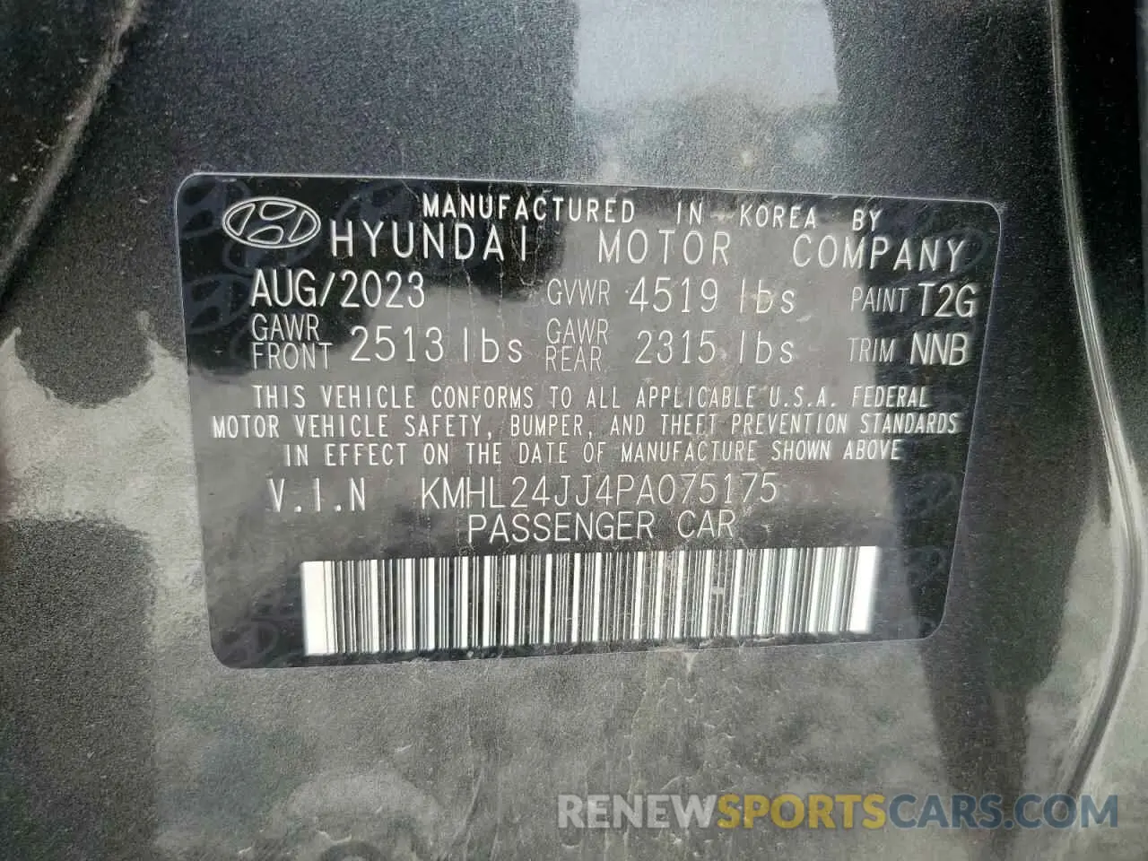 13 Photograph of a damaged car KMHL24JJ4PA075175 HYUNDAI SONATA 2023
