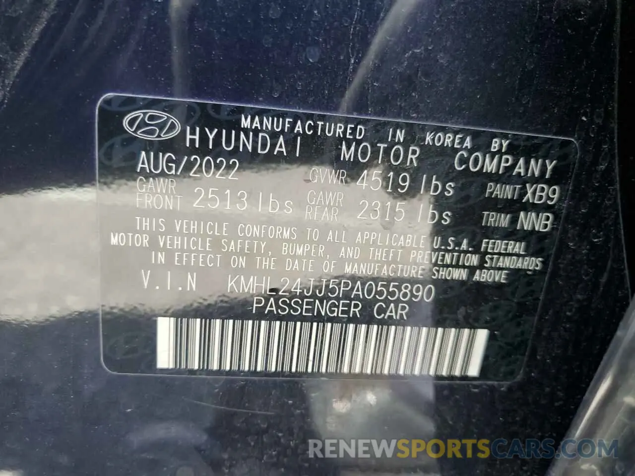 12 Photograph of a damaged car KMHL24JJ5PA055890 HYUNDAI SONATA 2023