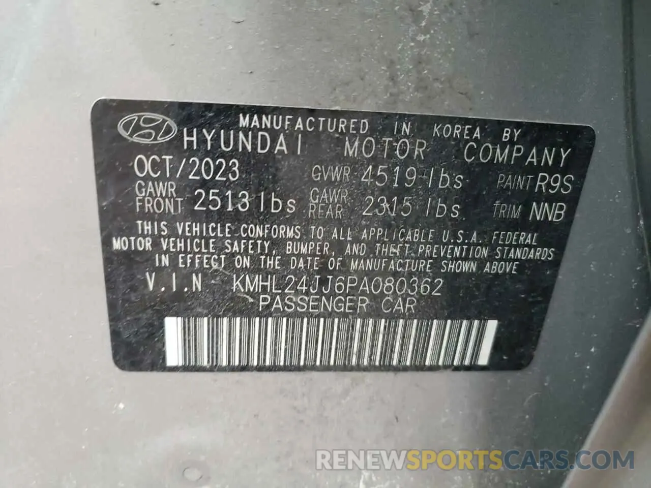 13 Photograph of a damaged car KMHL24JJ6PA080362 HYUNDAI SONATA 2023