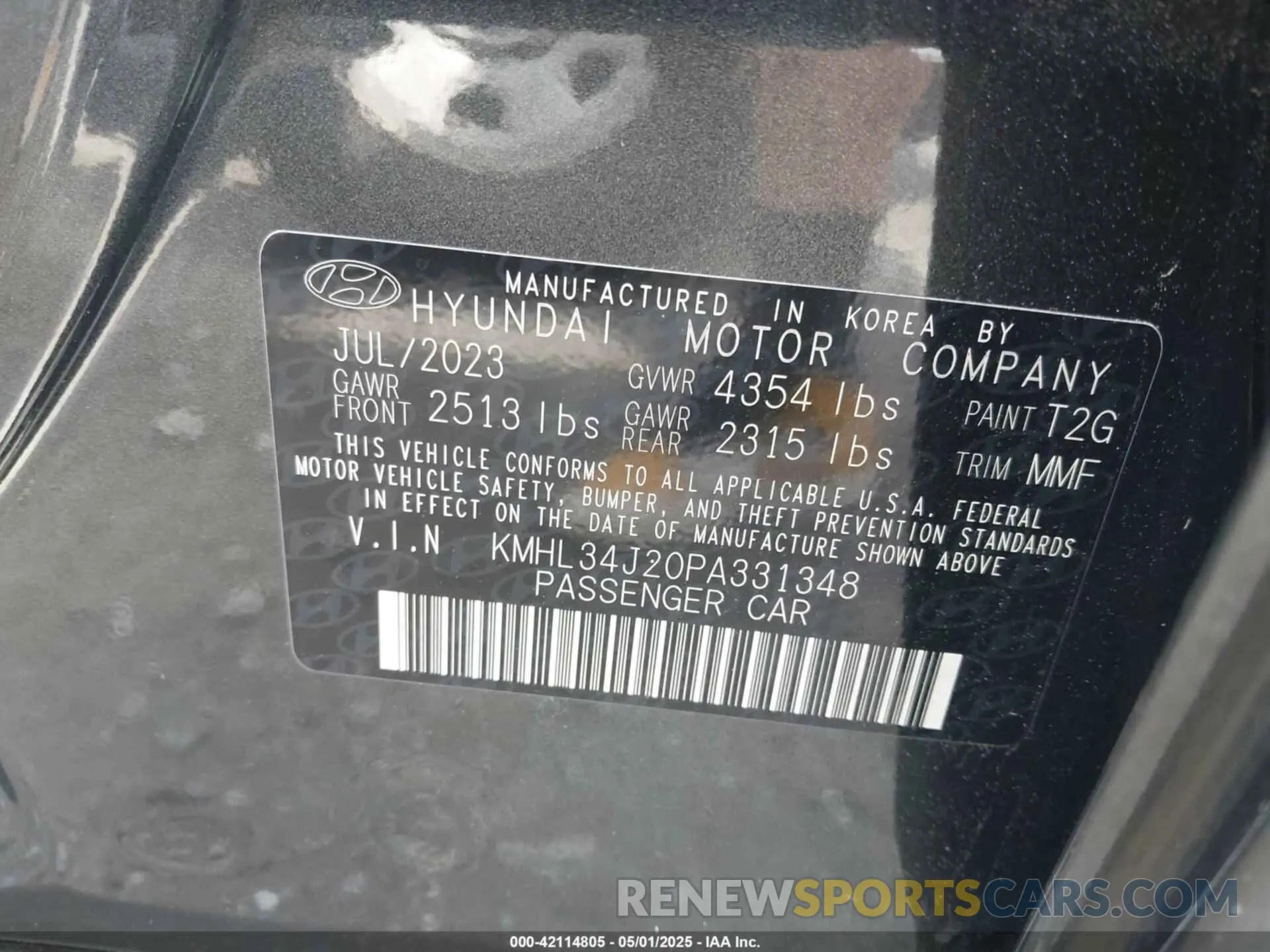 9 Photograph of a damaged car KMHL34J20PA331348 HYUNDAI SONATA 2023
