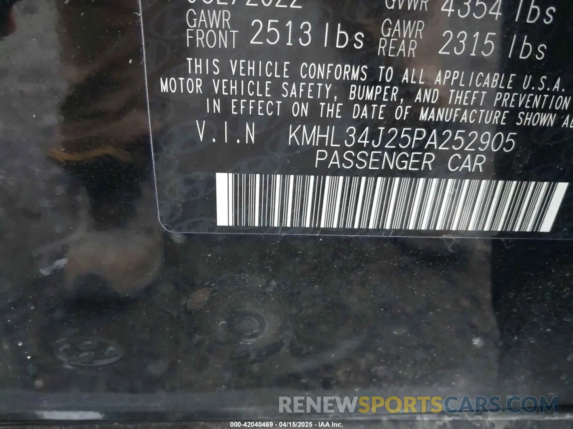 9 Photograph of a damaged car KMHL34J25PA252905 HYUNDAI SONATA 2023