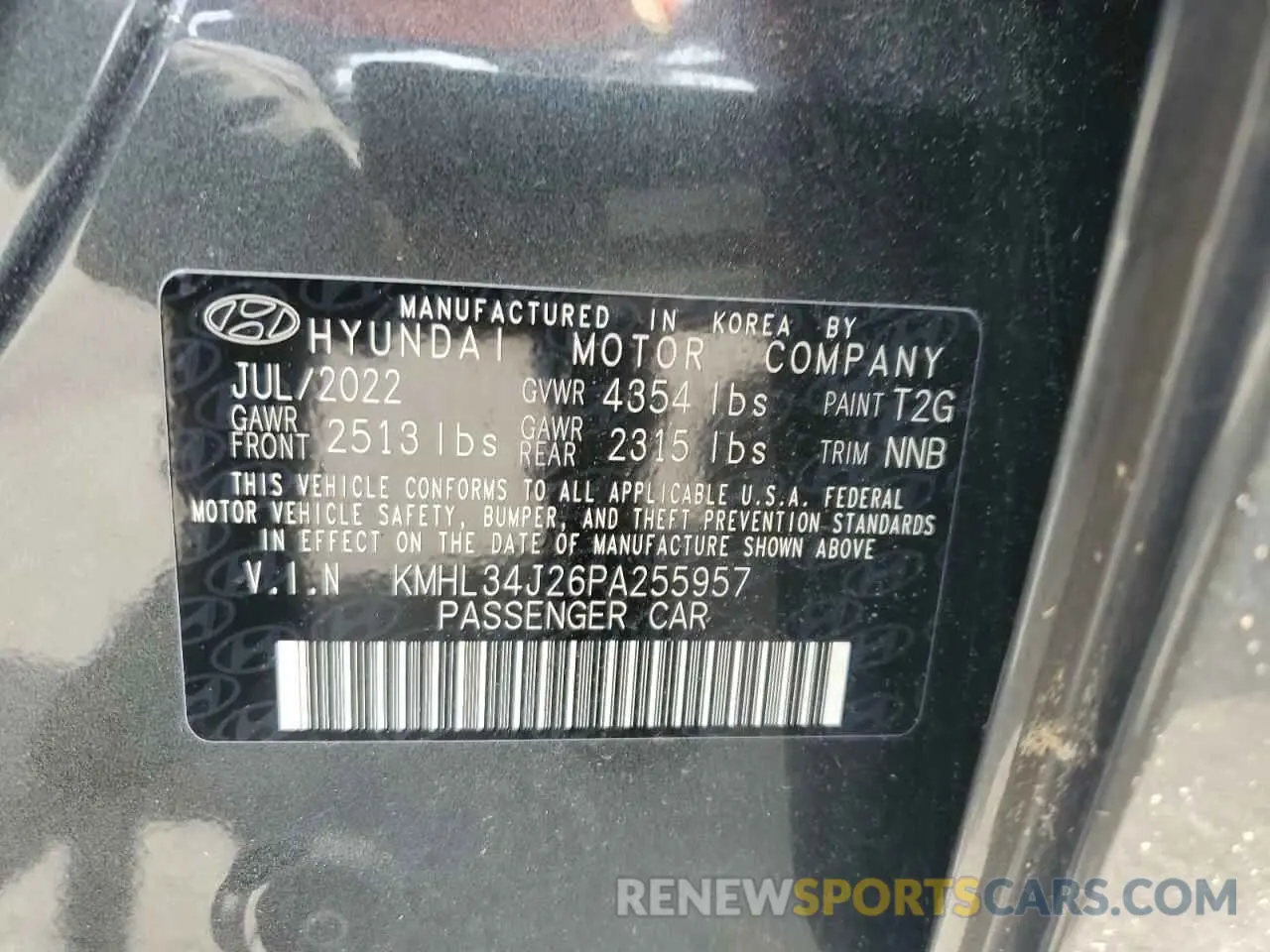 13 Photograph of a damaged car KMHL34J26PA255957 HYUNDAI SONATA 2023