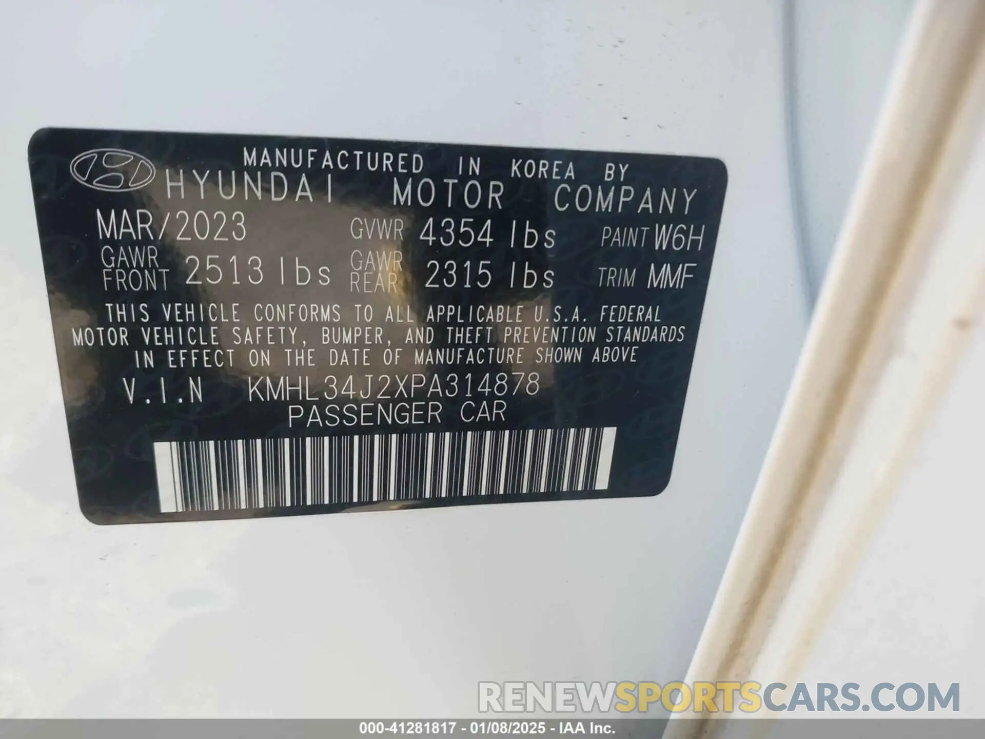9 Photograph of a damaged car KMHL34J2XPA314878 HYUNDAI SONATA 2023