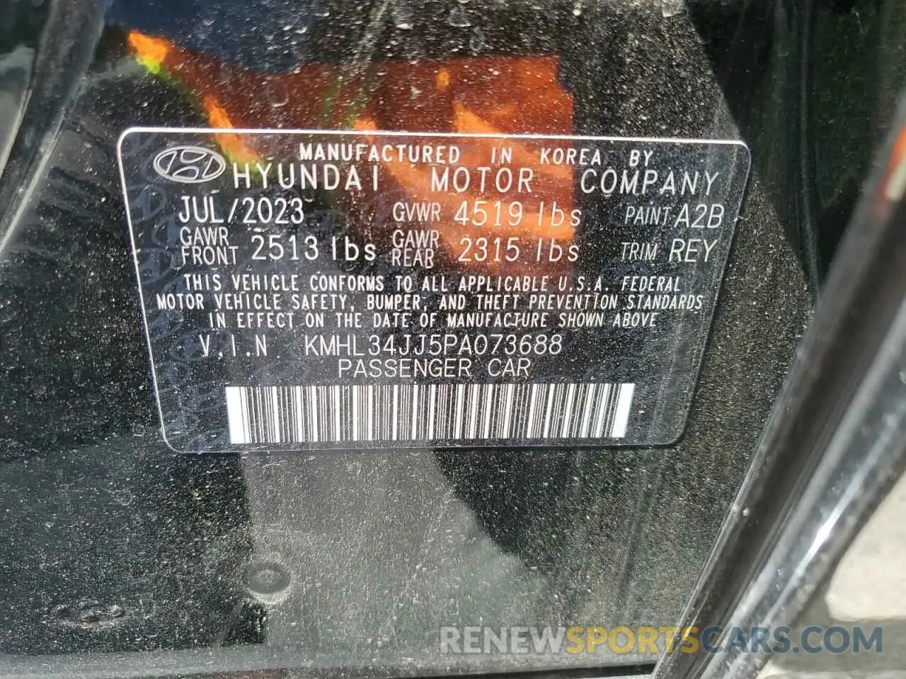 12 Photograph of a damaged car KMHL34JJ5PA073688 HYUNDAI SONATA 2023