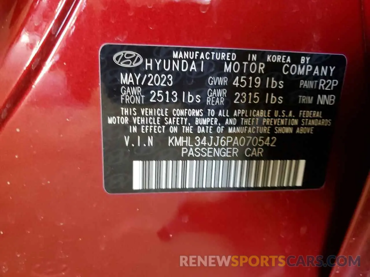 12 Photograph of a damaged car KMHL34JJ6PA070542 HYUNDAI SONATA 2023