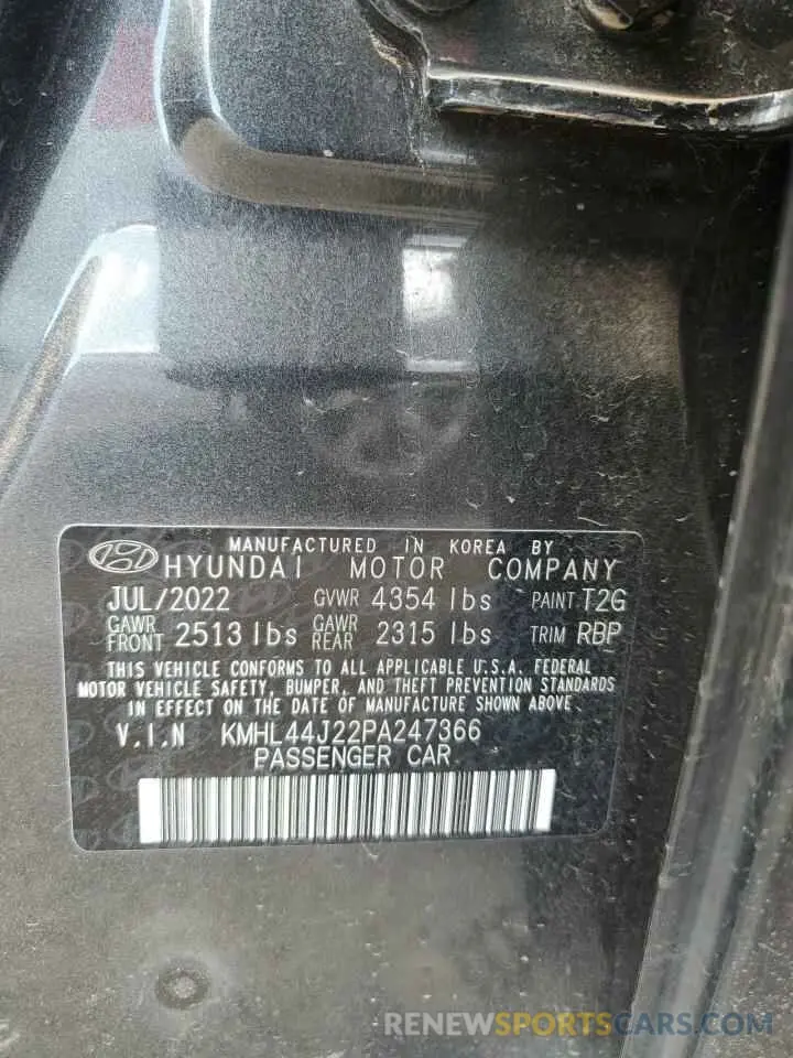 13 Photograph of a damaged car KMHL44J22PA247366 HYUNDAI SONATA 2023