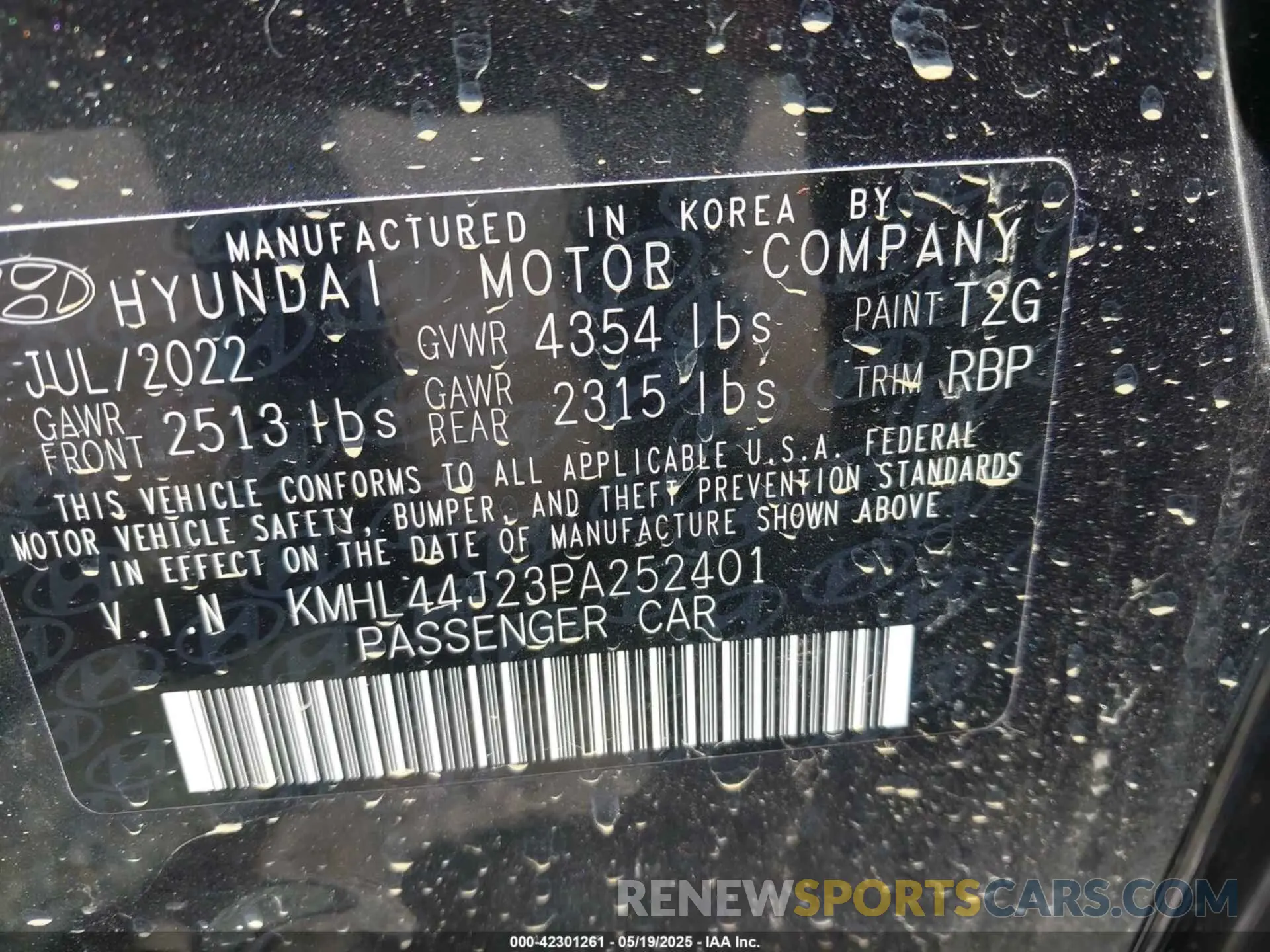 9 Photograph of a damaged car KMHL44J23PA252401 HYUNDAI SONATA 2023