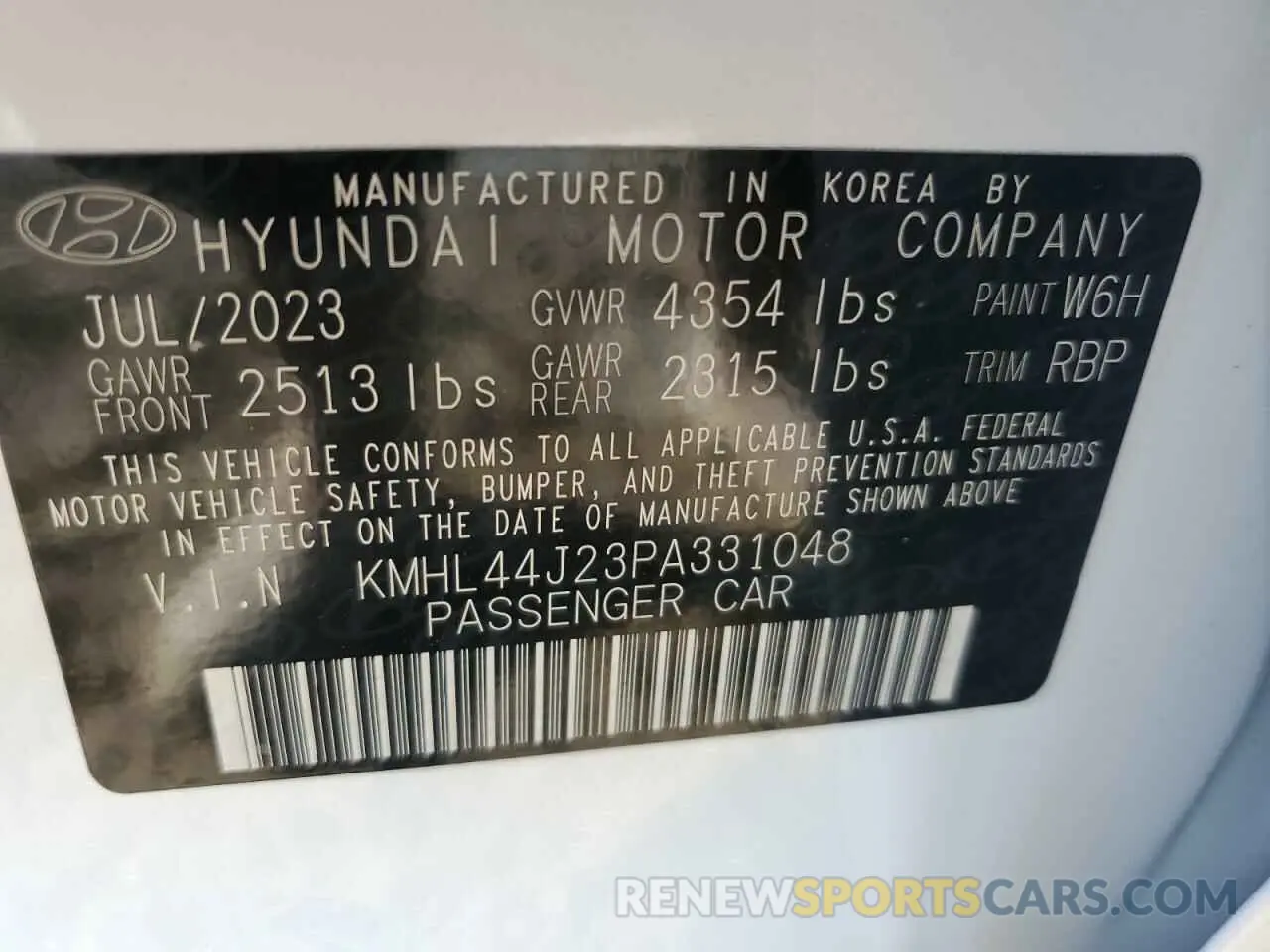 14 Photograph of a damaged car KMHL44J23PA331048 HYUNDAI SONATA 2023