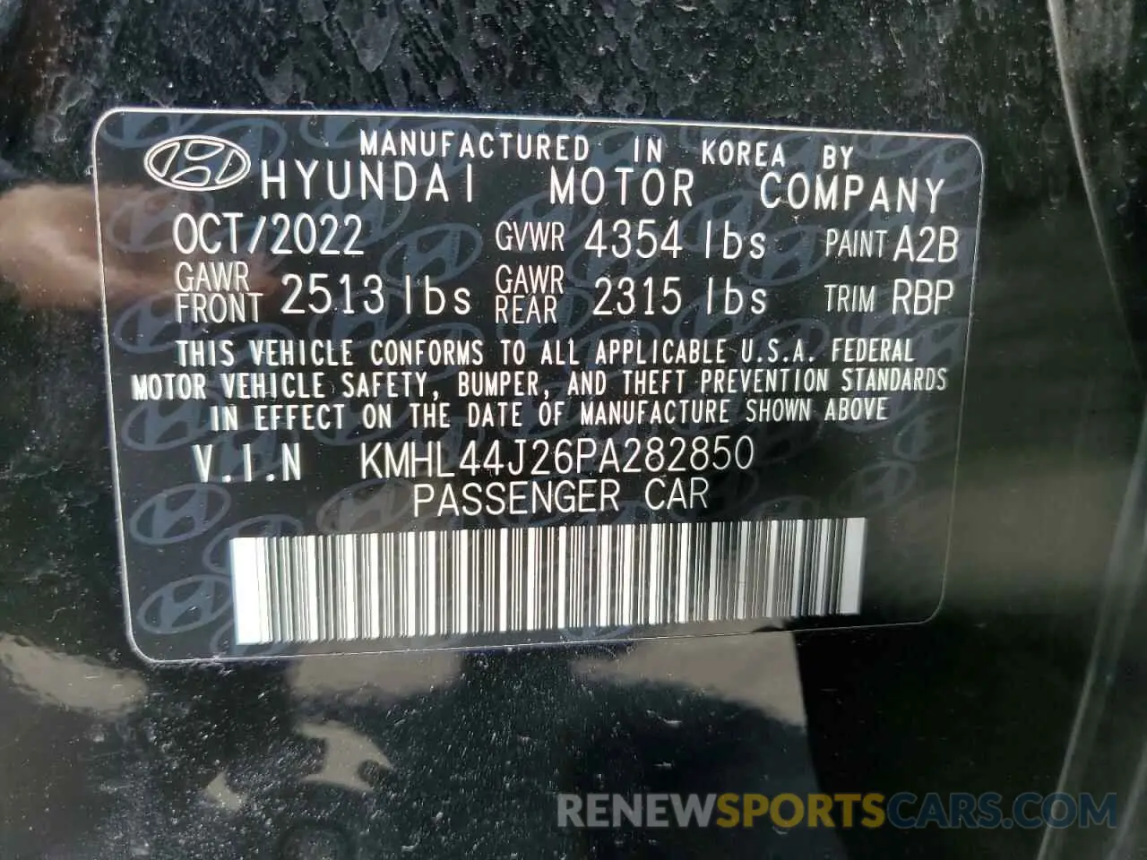 13 Photograph of a damaged car KMHL44J26PA282850 HYUNDAI SONATA 2023