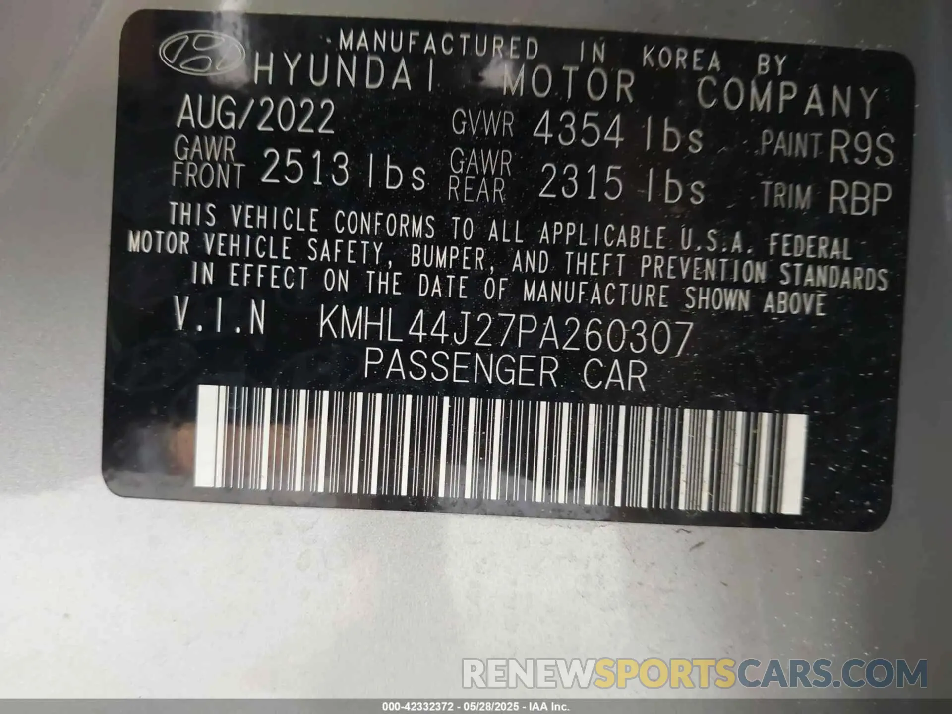 9 Photograph of a damaged car KMHL44J27PA260307 HYUNDAI SONATA 2023