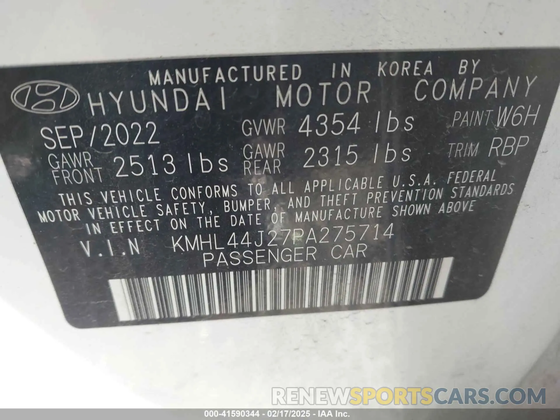 9 Photograph of a damaged car KMHL44J27PA275714 HYUNDAI SONATA 2023