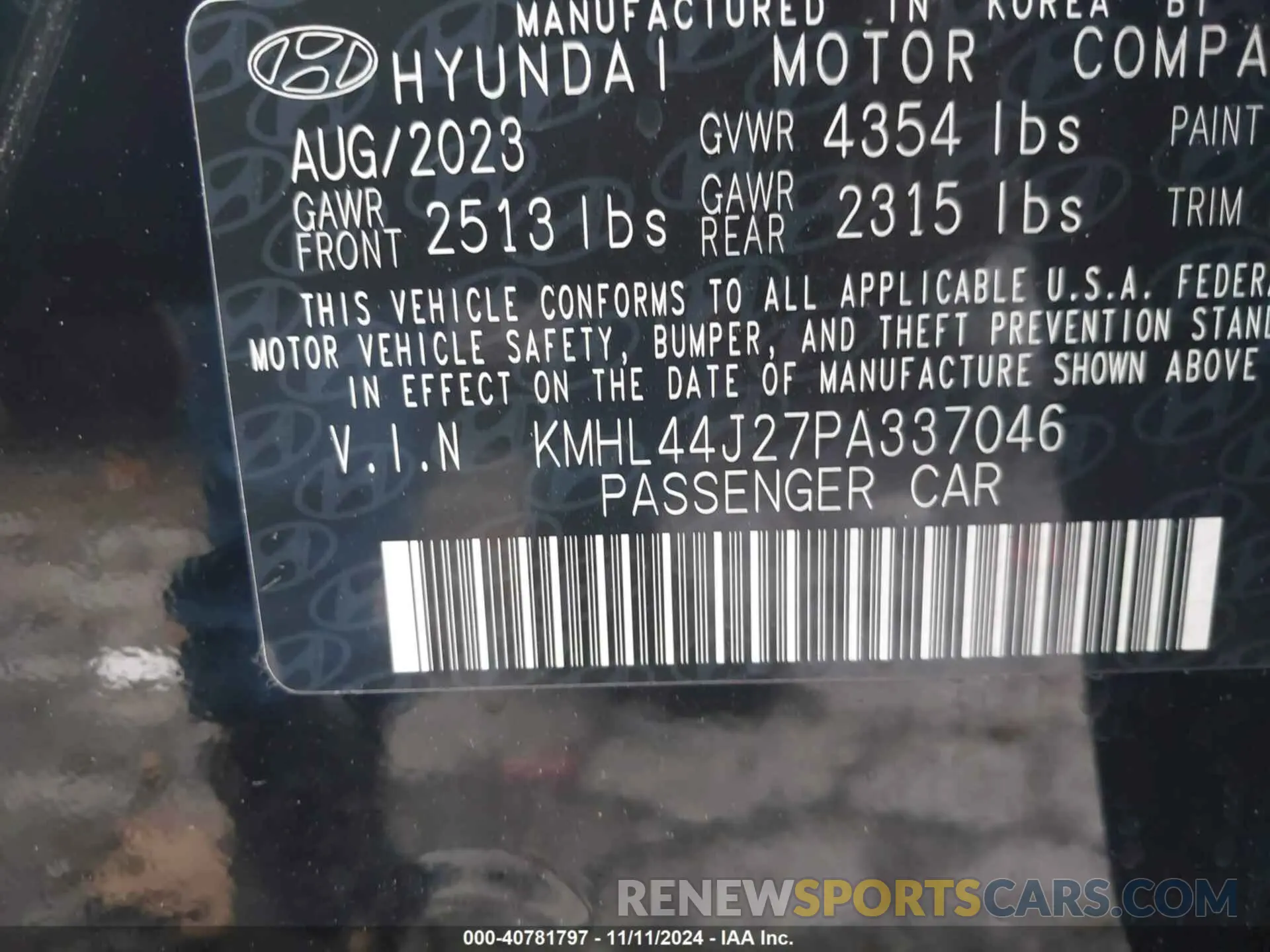 9 Photograph of a damaged car KMHL44J27PA337046 HYUNDAI SONATA 2023
