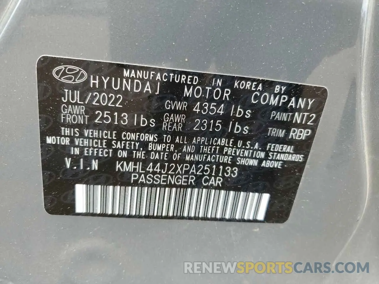 13 Photograph of a damaged car KMHL44J2XPA251133 HYUNDAI SONATA 2023