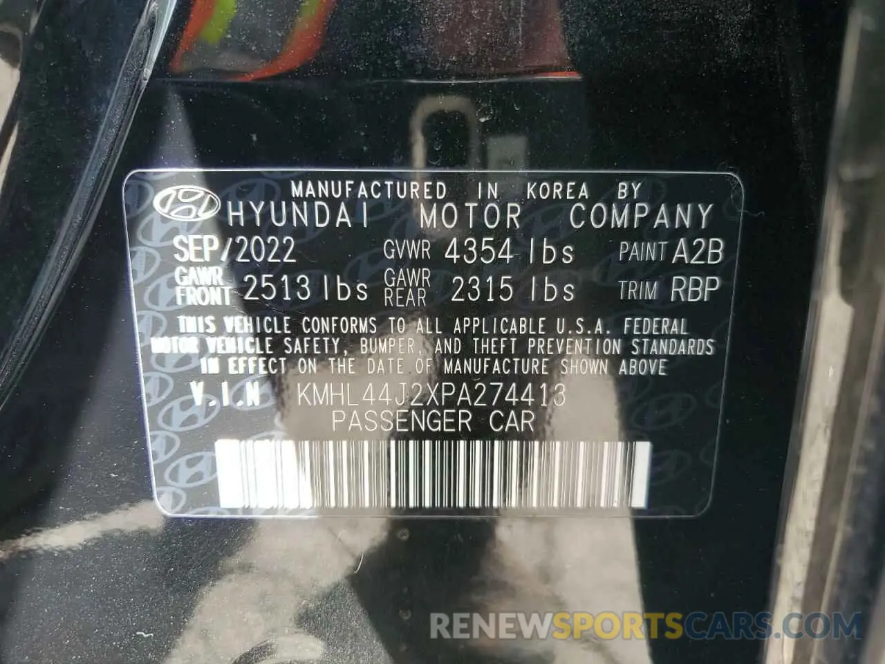 12 Photograph of a damaged car KMHL44J2XPA274413 HYUNDAI SONATA 2023