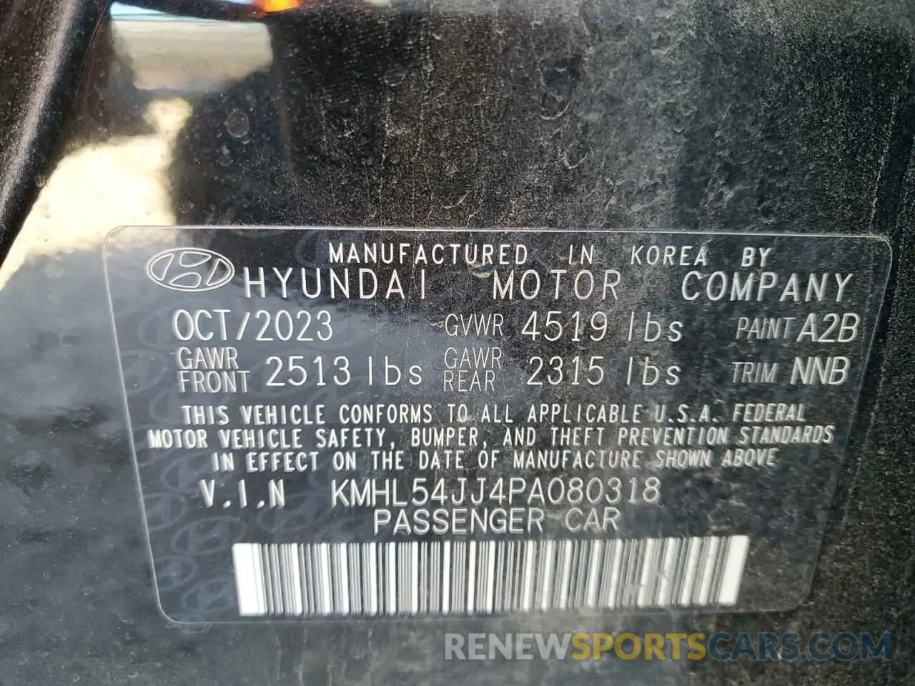 12 Photograph of a damaged car KMHL54JJ4PA080318 HYUNDAI SONATA 2023