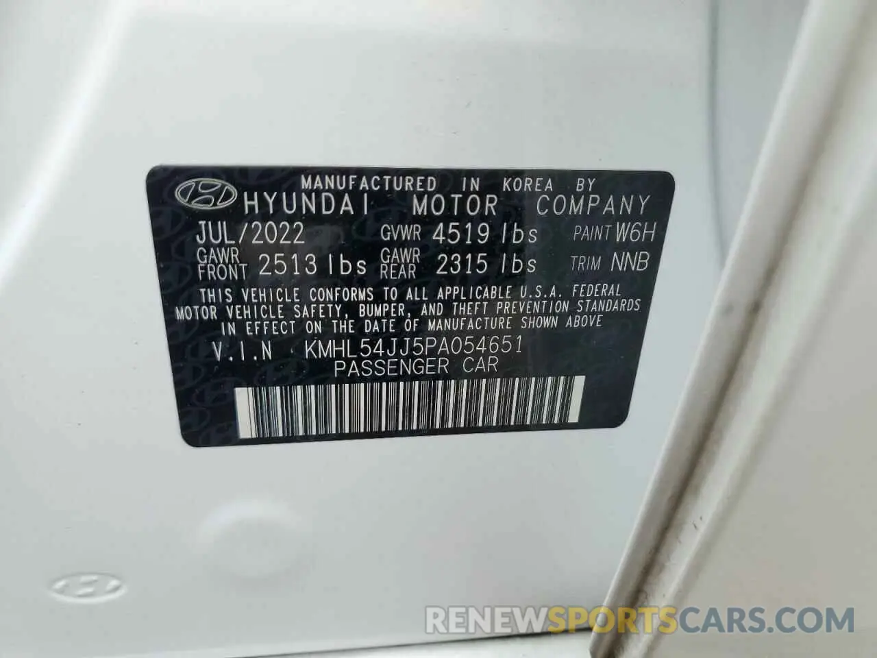 12 Photograph of a damaged car KMHL54JJ5PA054651 HYUNDAI SONATA 2023