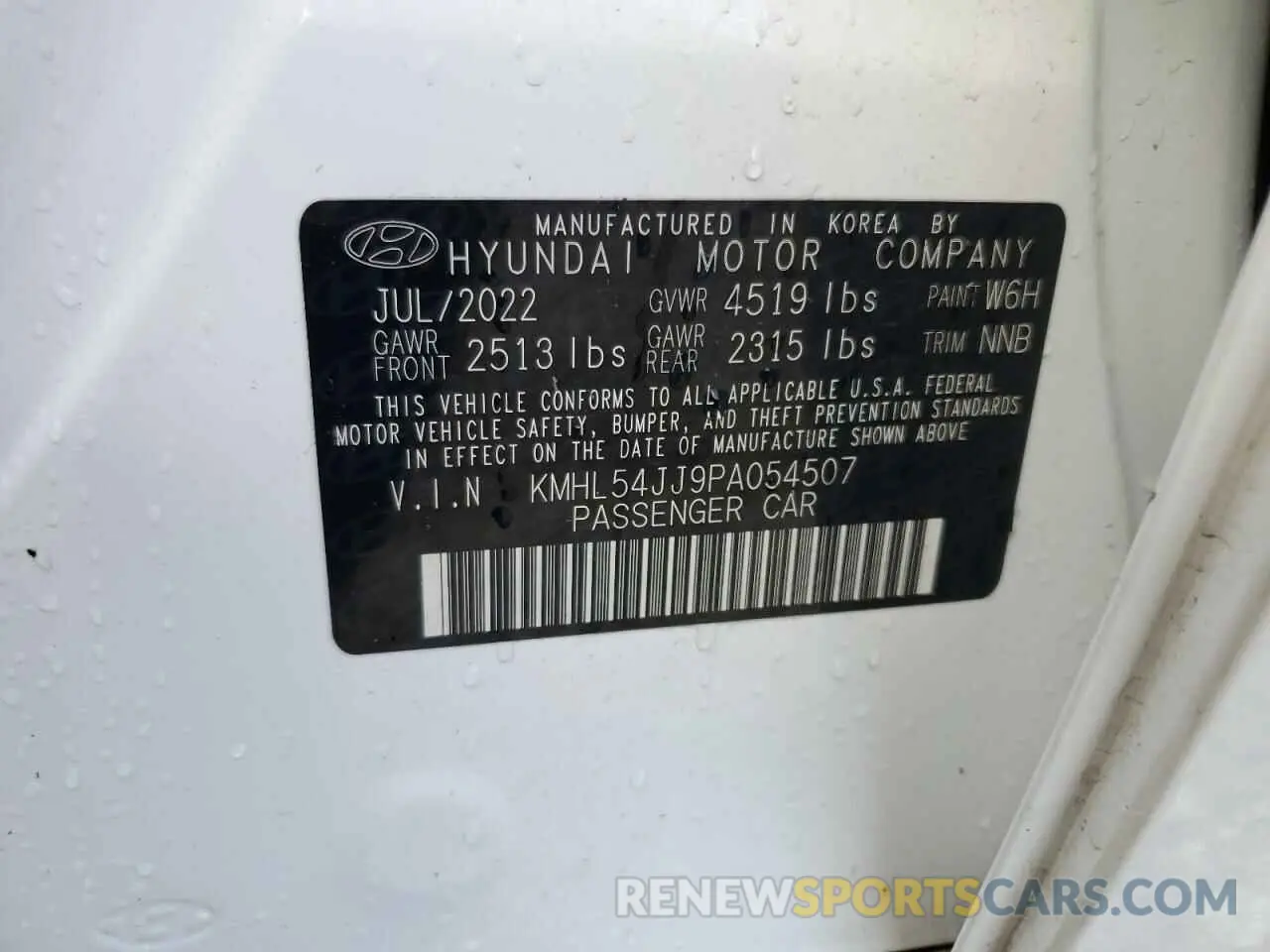 13 Photograph of a damaged car KMHL54JJ9PA054507 HYUNDAI SONATA 2023