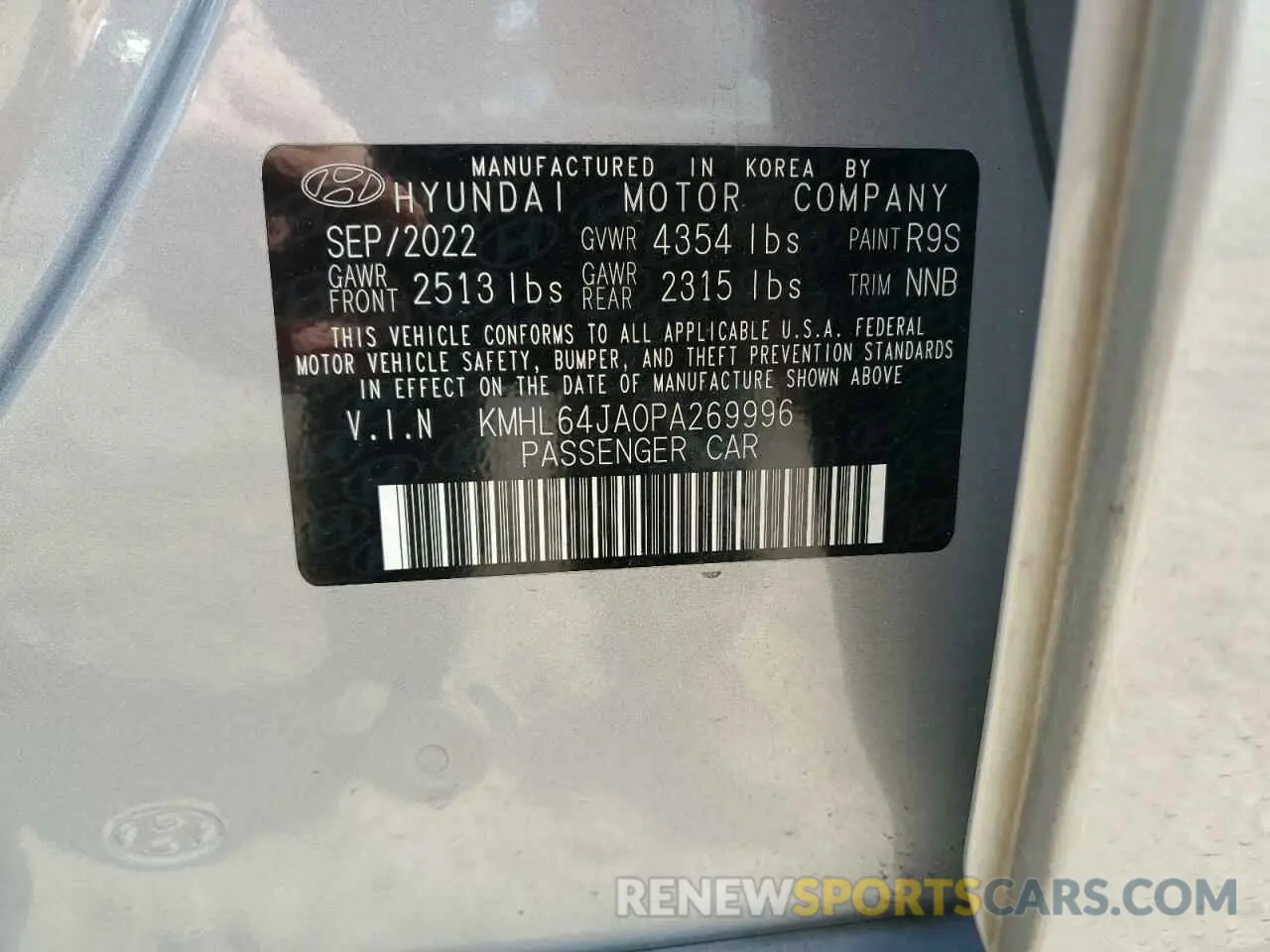 13 Photograph of a damaged car KMHL64JA0PA269996 HYUNDAI SONATA 2023