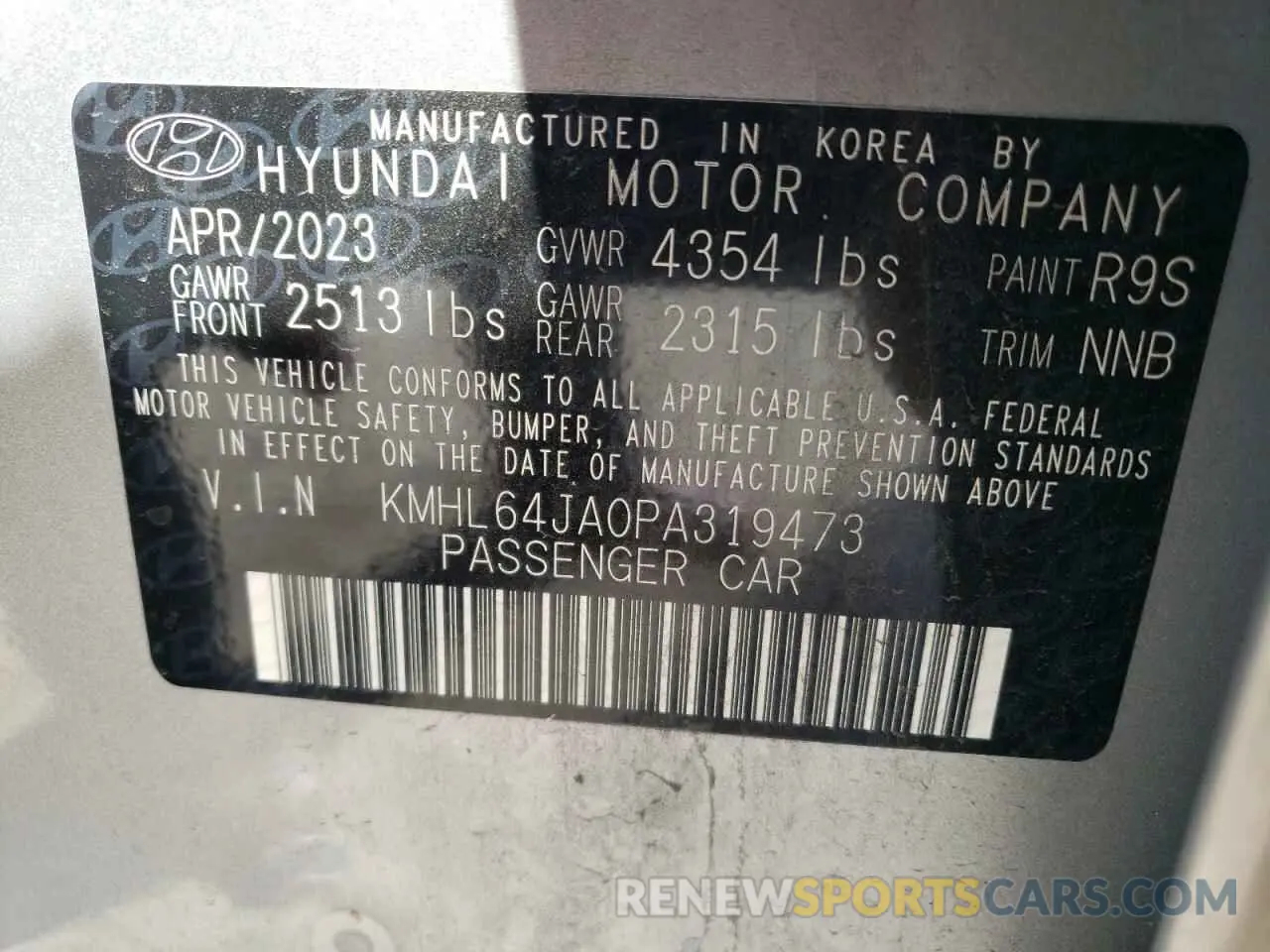 12 Photograph of a damaged car KMHL64JA0PA319473 HYUNDAI SONATA 2023