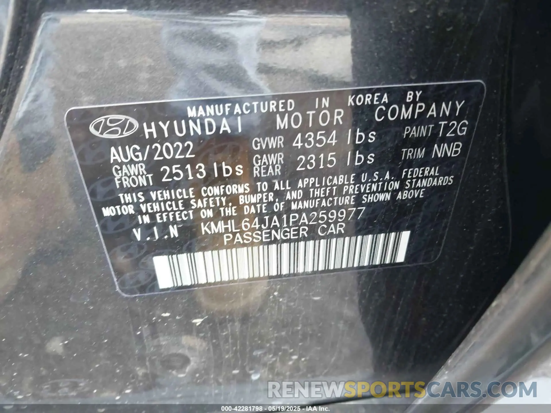 9 Photograph of a damaged car KMHL64JA1PA259977 HYUNDAI SONATA 2023