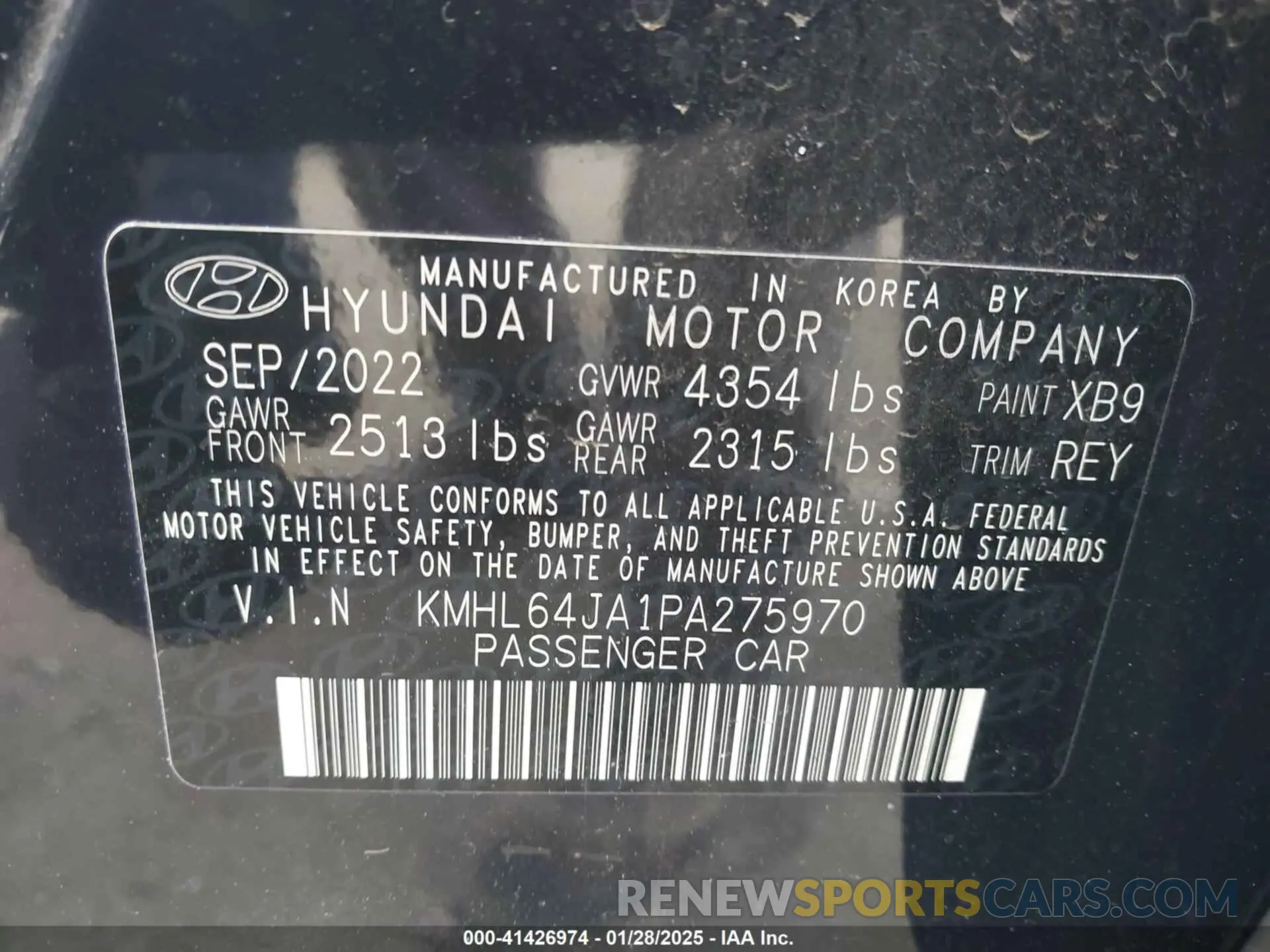 9 Photograph of a damaged car KMHL64JA1PA275970 HYUNDAI SONATA 2023