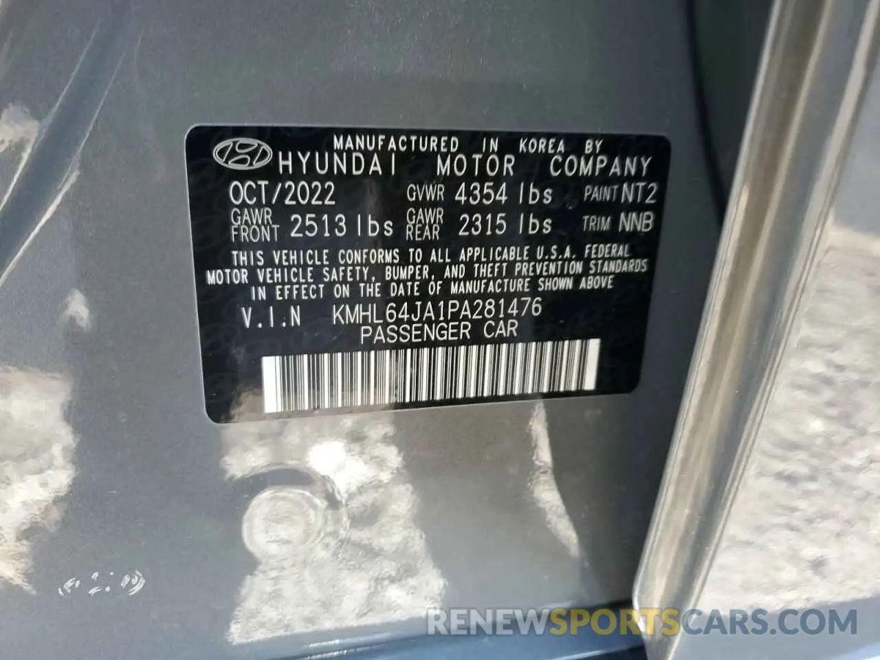 12 Photograph of a damaged car KMHL64JA1PA281476 HYUNDAI SONATA 2023
