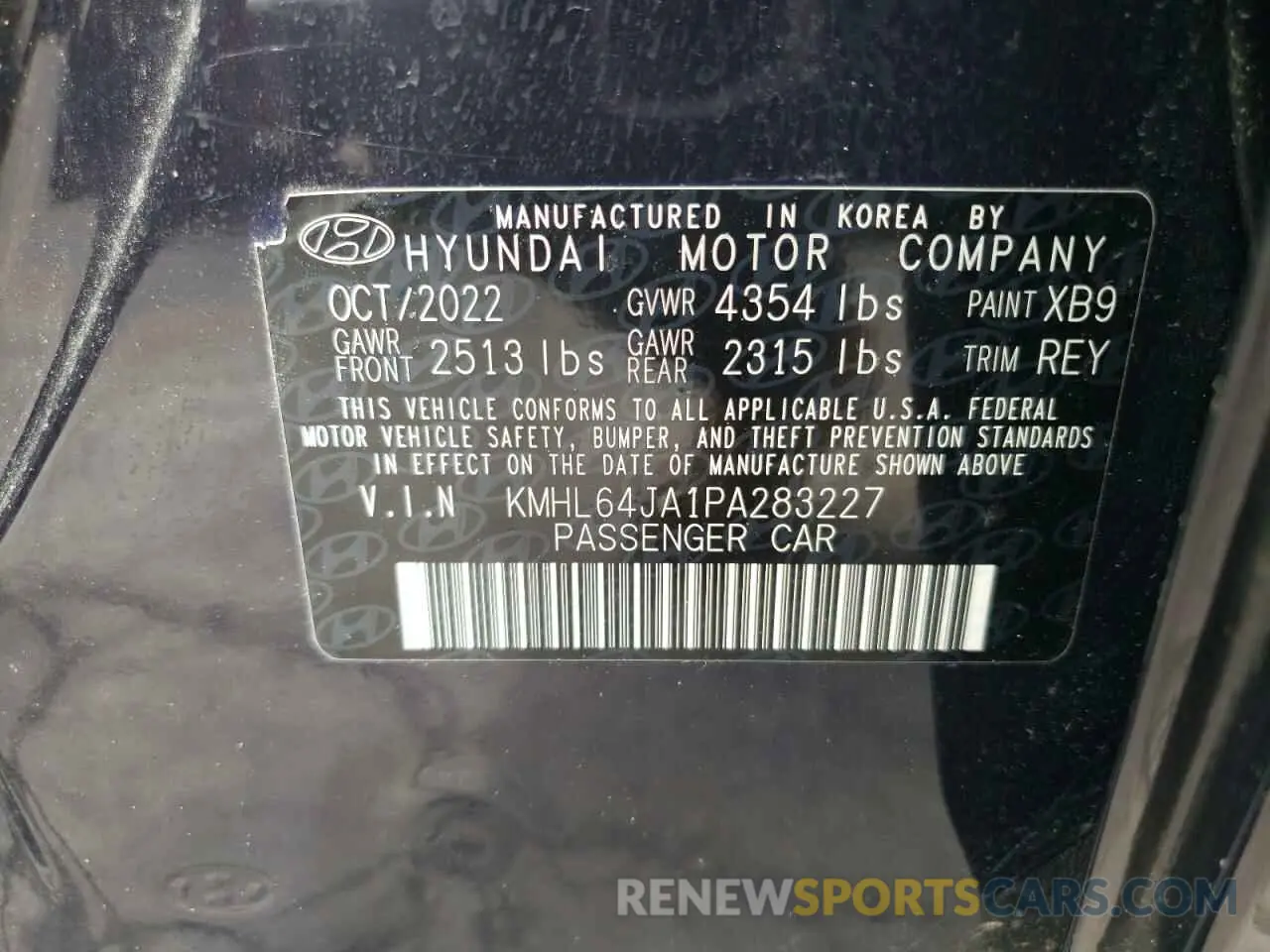 12 Photograph of a damaged car KMHL64JA1PA283227 HYUNDAI SONATA 2023