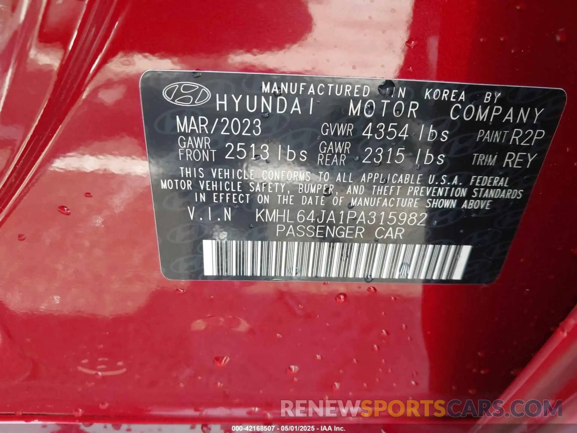 9 Photograph of a damaged car KMHL64JA1PA315982 HYUNDAI SONATA 2023