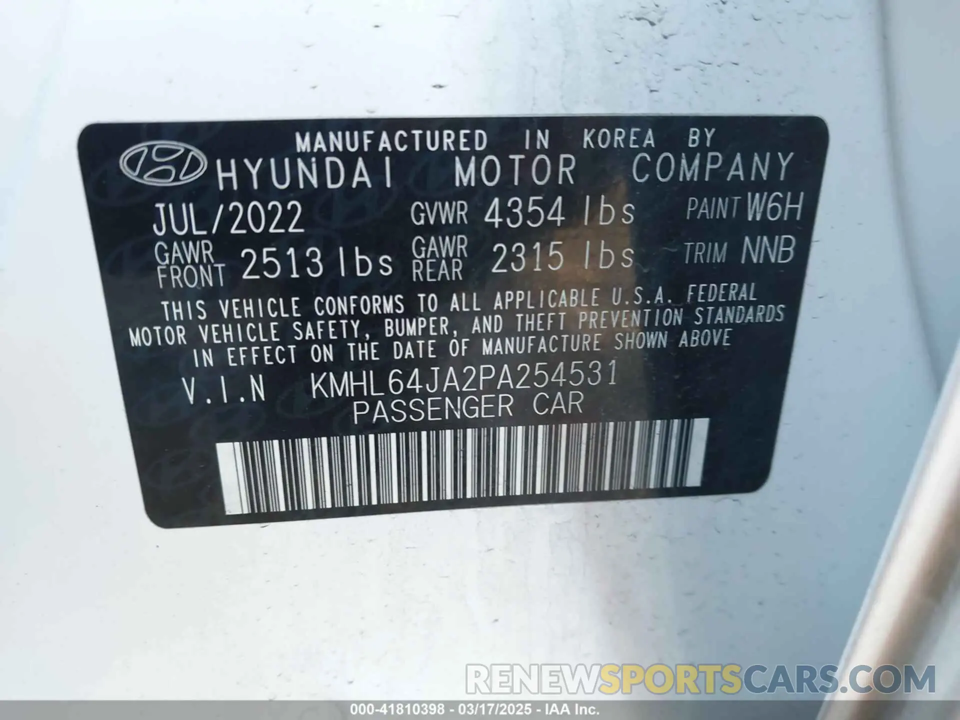 9 Photograph of a damaged car KMHL64JA2PA254531 HYUNDAI SONATA 2023