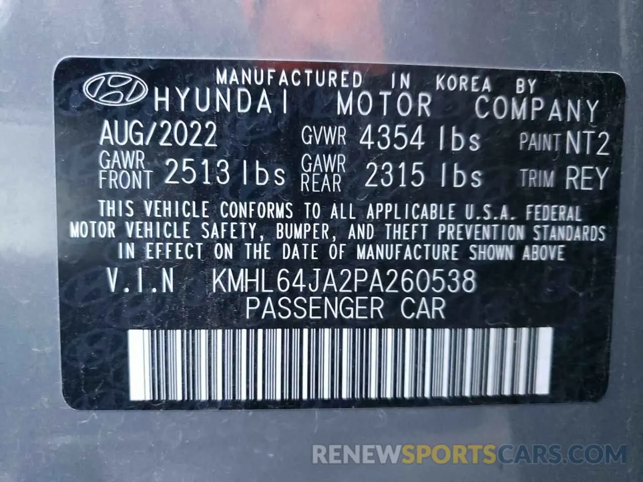 13 Photograph of a damaged car KMHL64JA2PA260538 HYUNDAI SONATA 2023