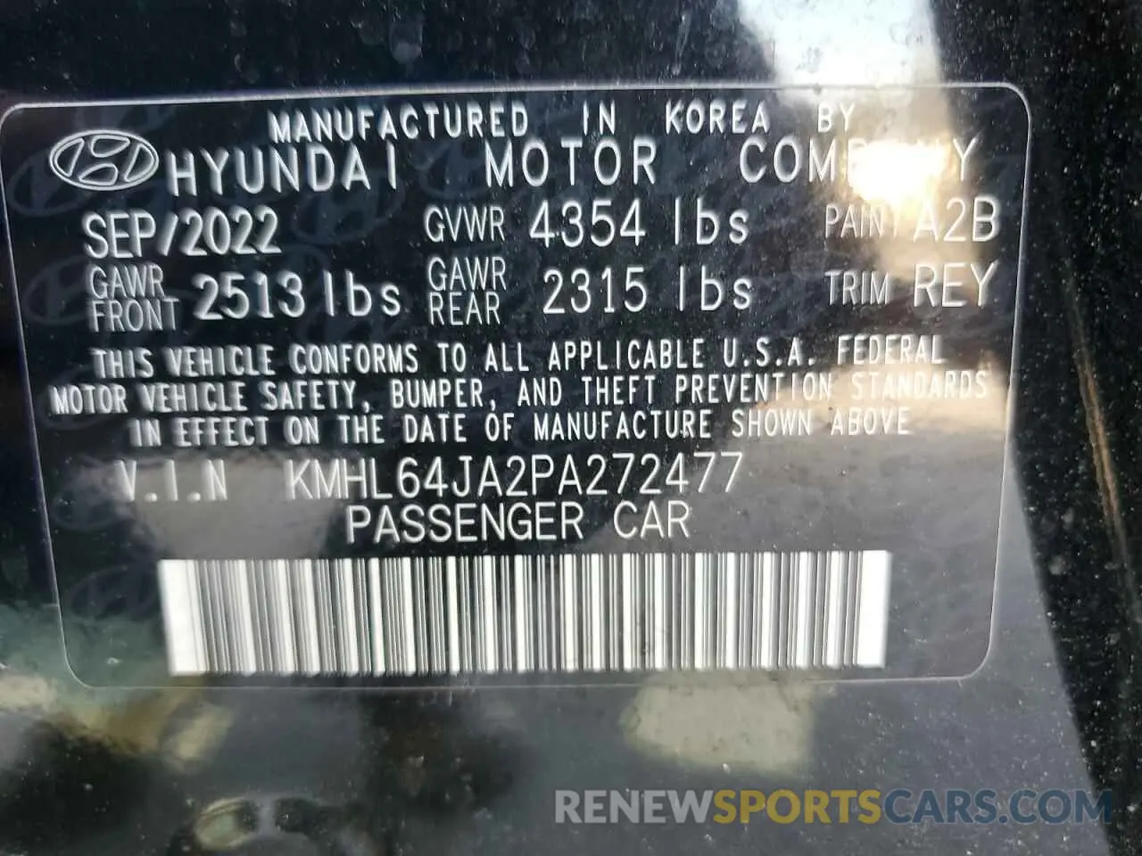 12 Photograph of a damaged car KMHL64JA2PA272477 HYUNDAI SONATA 2023