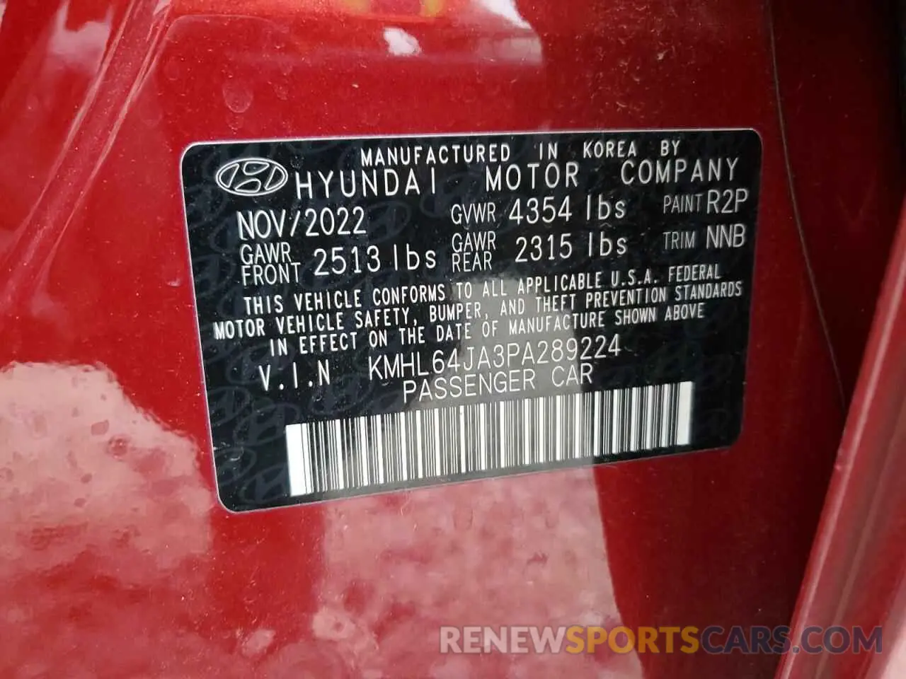 13 Photograph of a damaged car KMHL64JA3PA289224 HYUNDAI SONATA 2023