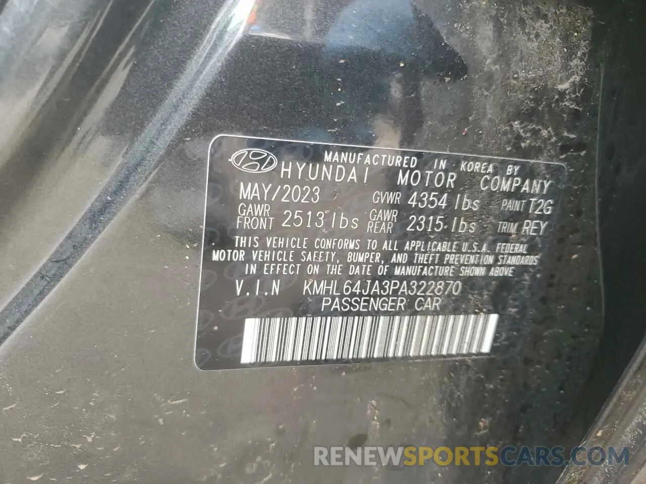 12 Photograph of a damaged car KMHL64JA3PA322870 HYUNDAI SONATA 2023