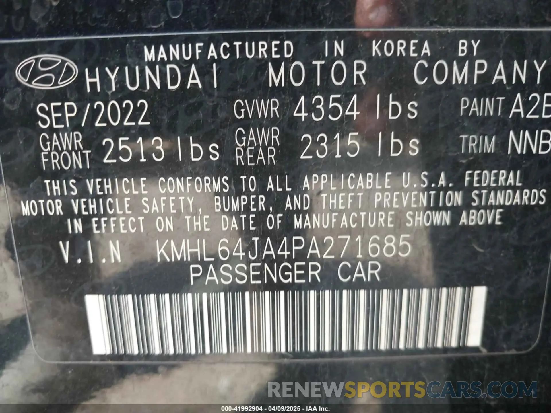 9 Photograph of a damaged car KMHL64JA4PA271685 HYUNDAI SONATA 2023