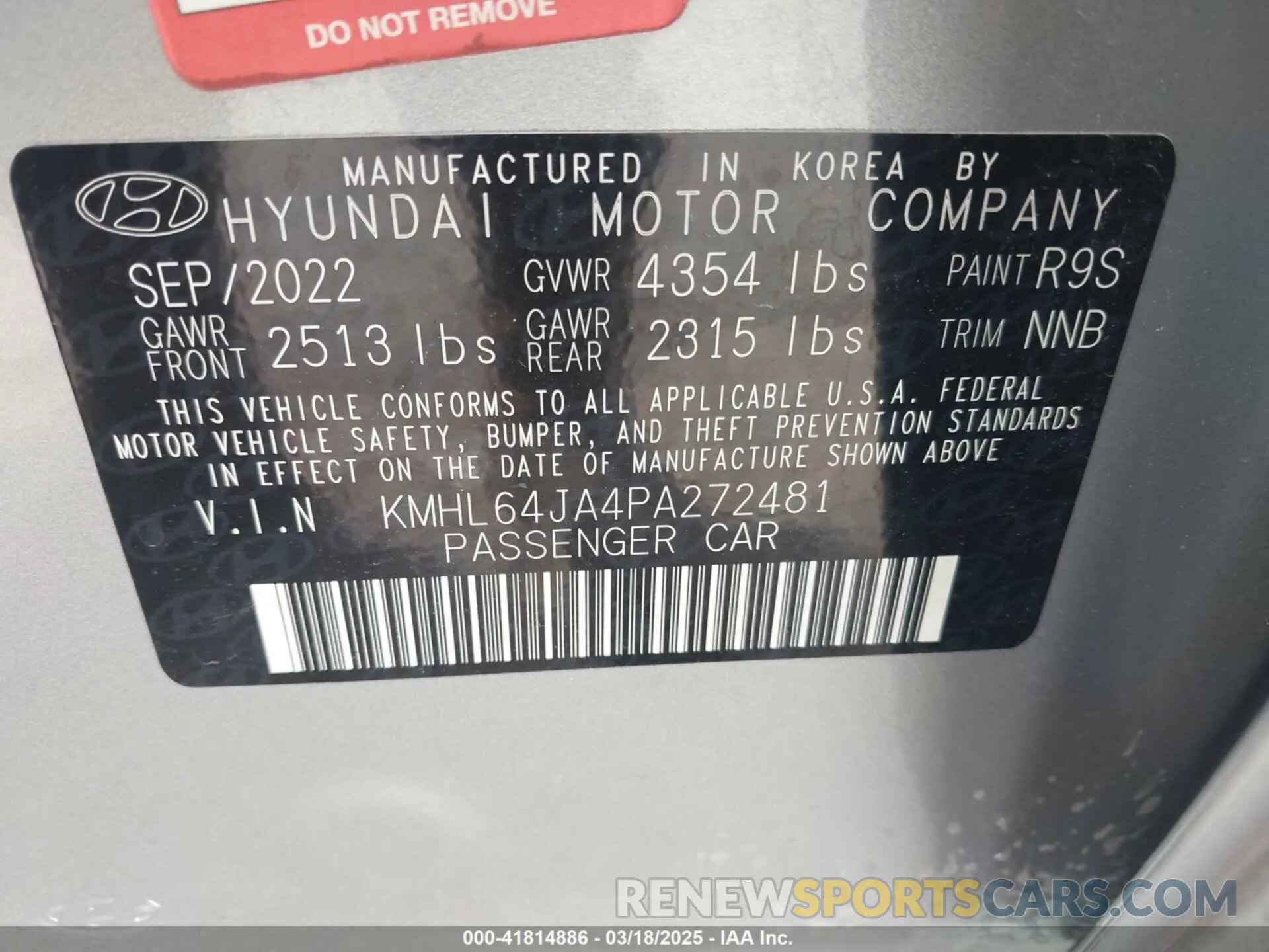 9 Photograph of a damaged car KMHL64JA4PA272481 HYUNDAI SONATA 2023