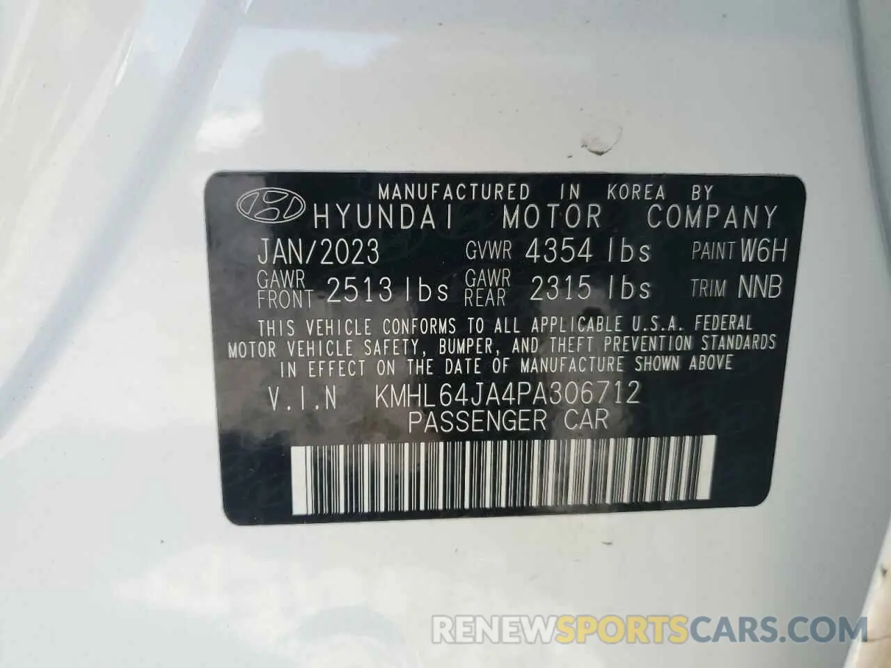 14 Photograph of a damaged car KMHL64JA4PA306712 HYUNDAI SONATA 2023
