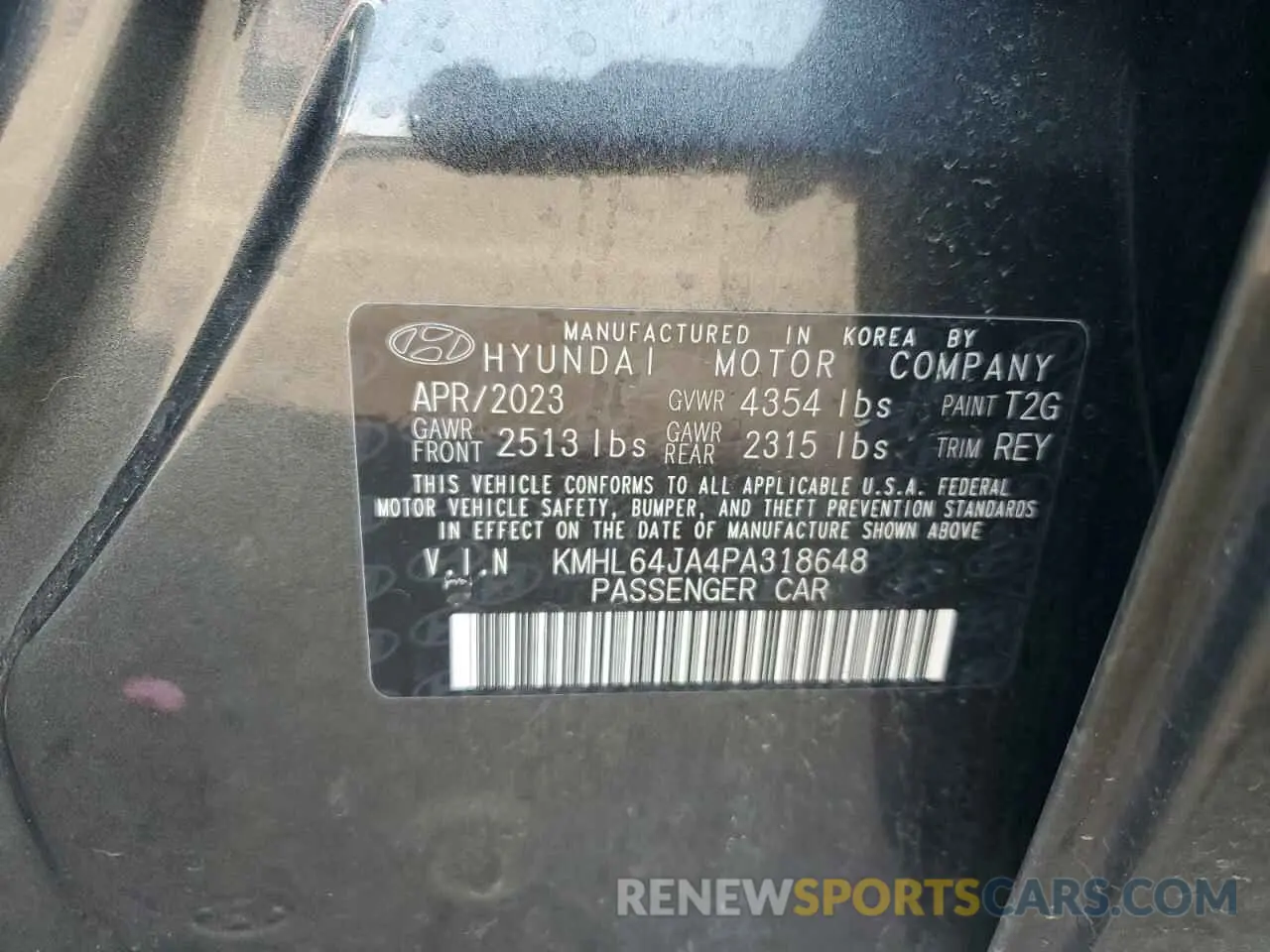 12 Photograph of a damaged car KMHL64JA4PA318648 HYUNDAI SONATA 2023