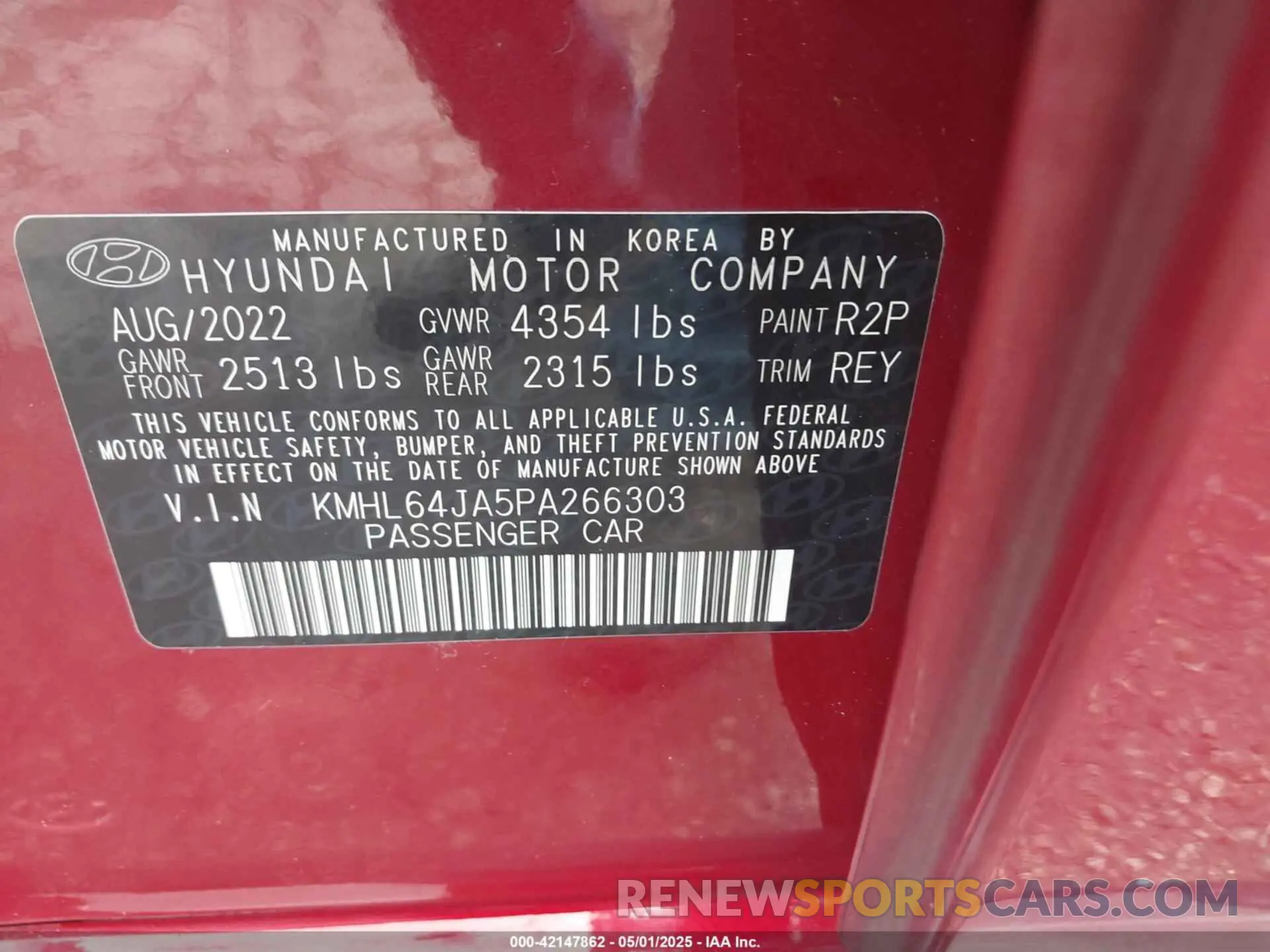 9 Photograph of a damaged car KMHL64JA5PA266303 HYUNDAI SONATA 2023