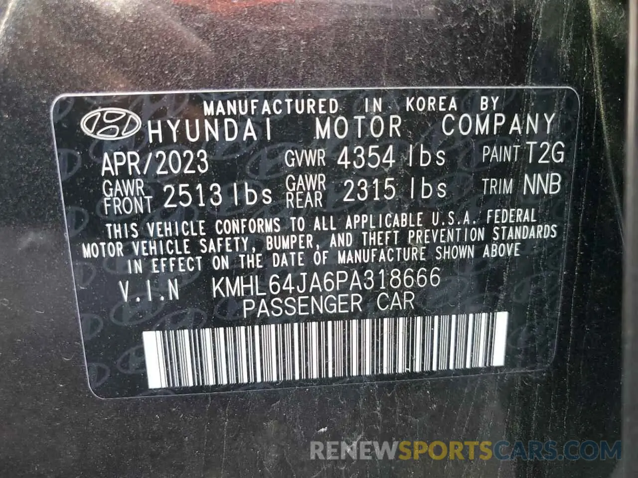 12 Photograph of a damaged car KMHL64JA6PA318666 HYUNDAI SONATA 2023
