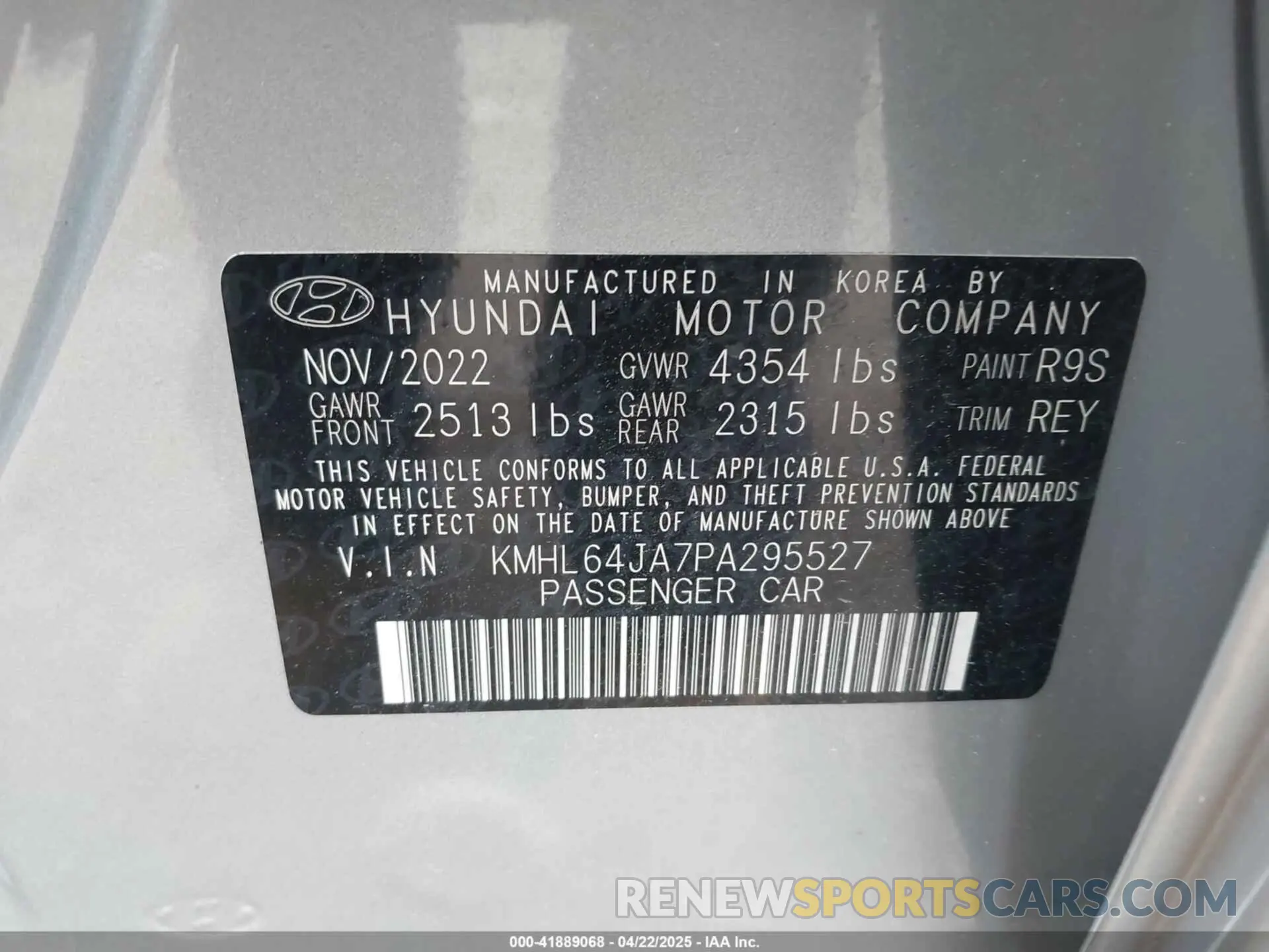 9 Photograph of a damaged car KMHL64JA7PA295527 HYUNDAI SONATA 2023