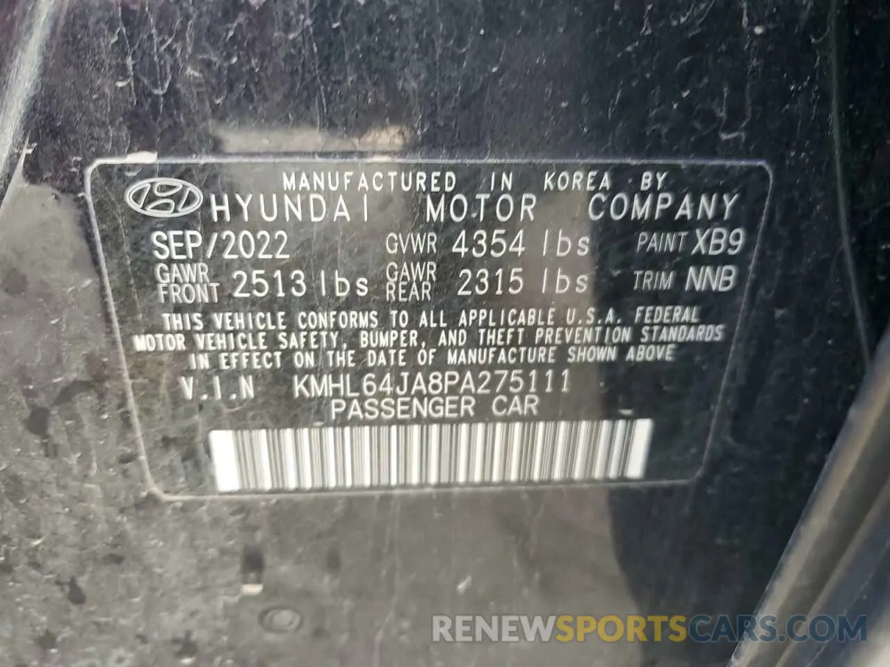12 Photograph of a damaged car KMHL64JA8PA275111 HYUNDAI SONATA 2023