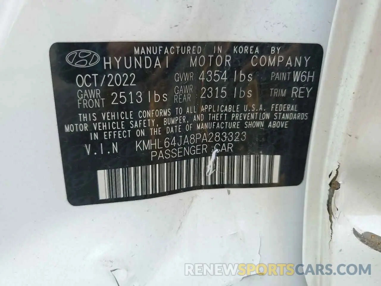 12 Photograph of a damaged car KMHL64JA8PA283323 HYUNDAI SONATA 2023