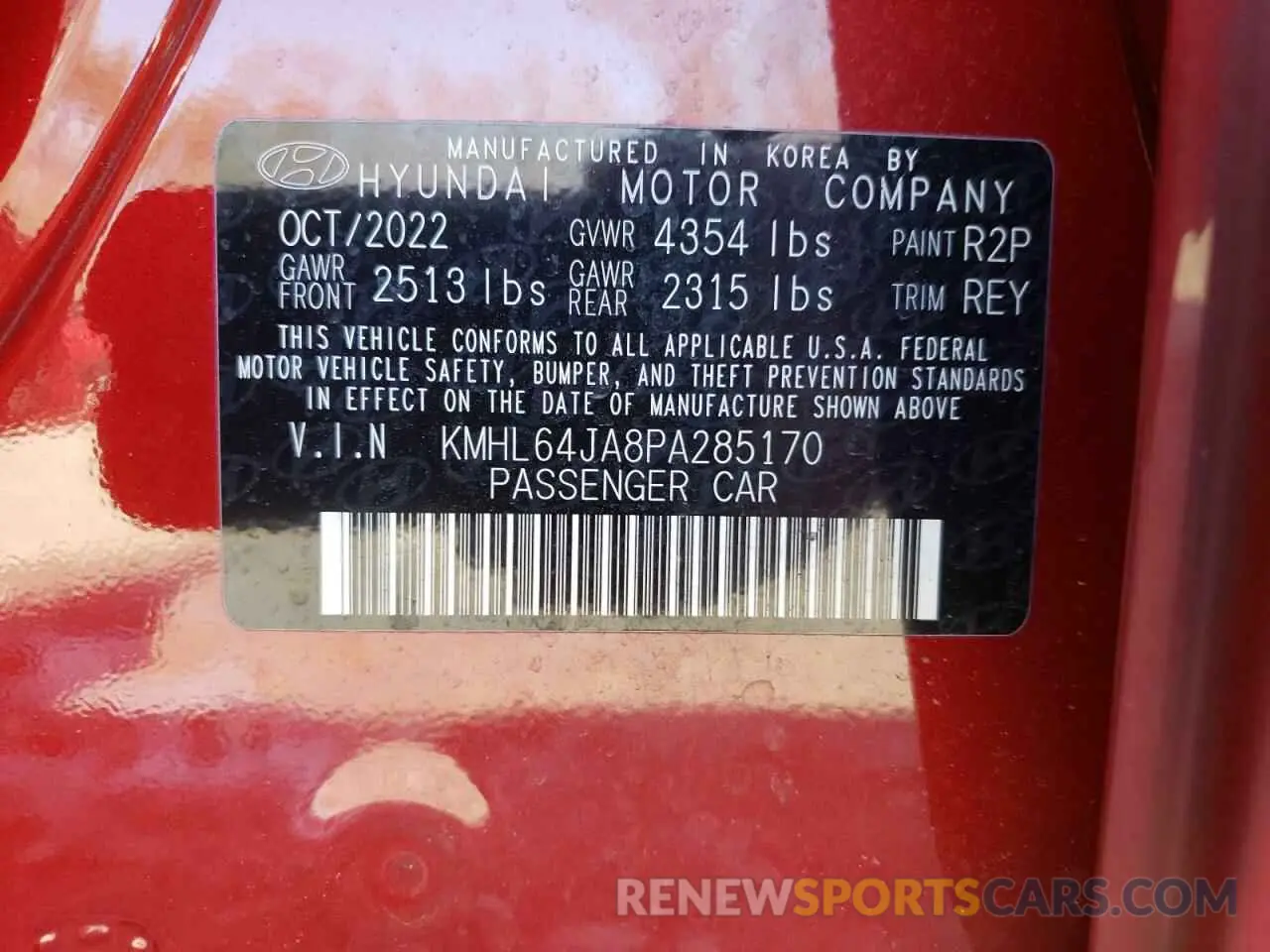 14 Photograph of a damaged car KMHL64JA8PA285170 HYUNDAI SONATA 2023